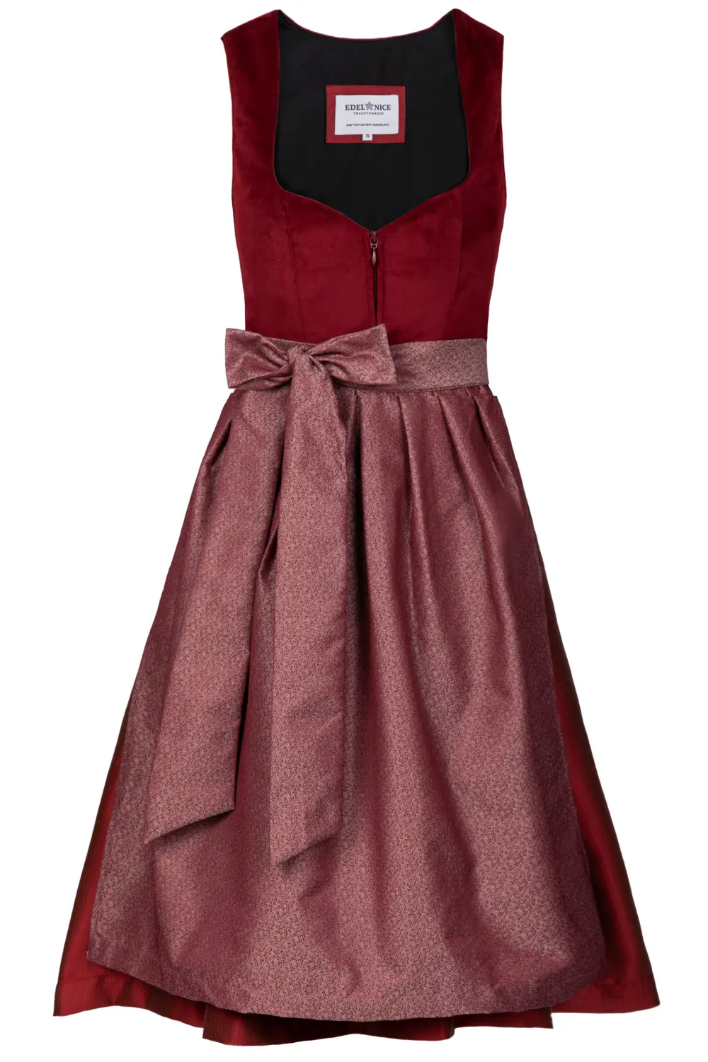 Midi Dirndl Luise Samt Rot - fällt eine Nr. größer aus!