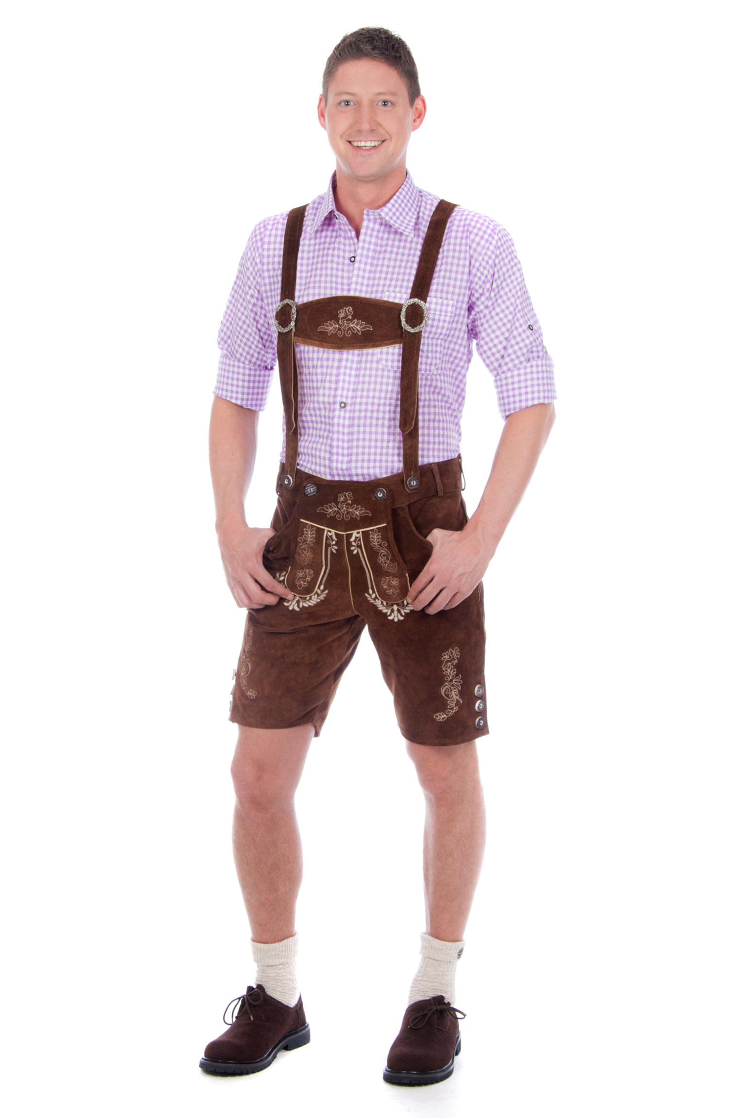 Kurze Trachtenlederhose dunkelbraun