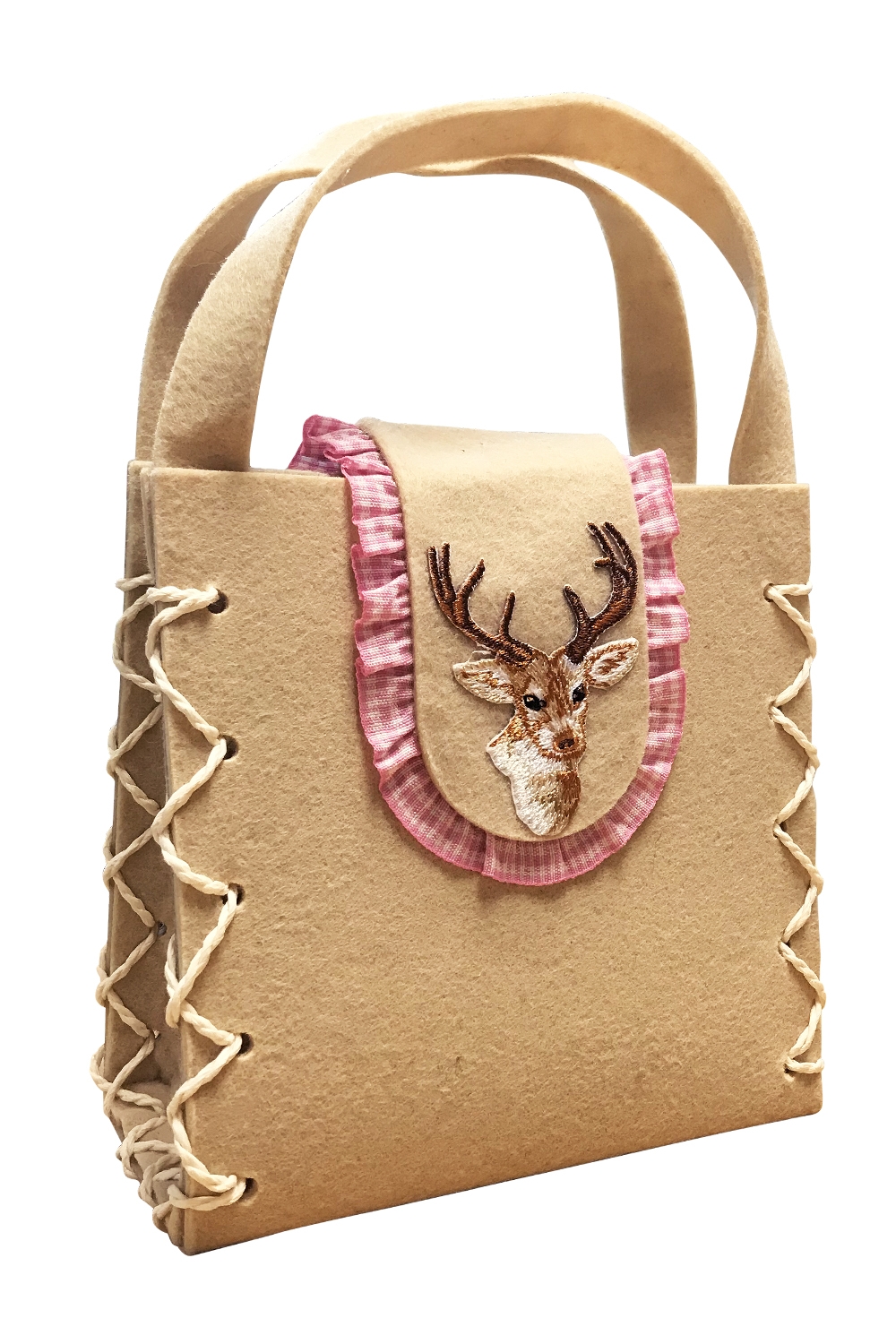 Dirndltasche Filz creme Hirsch