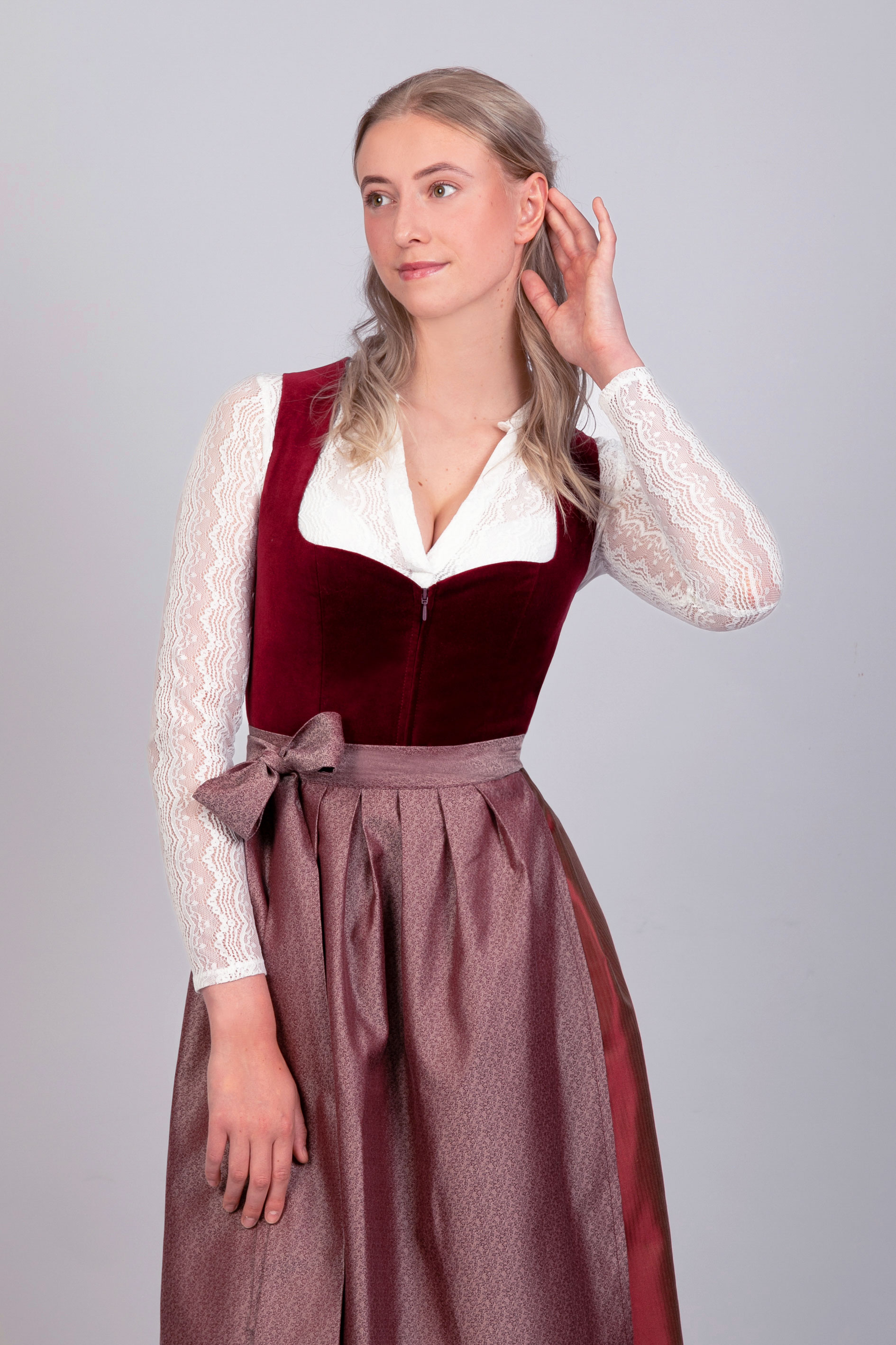 Midi Dirndl Lilly Samt Rot