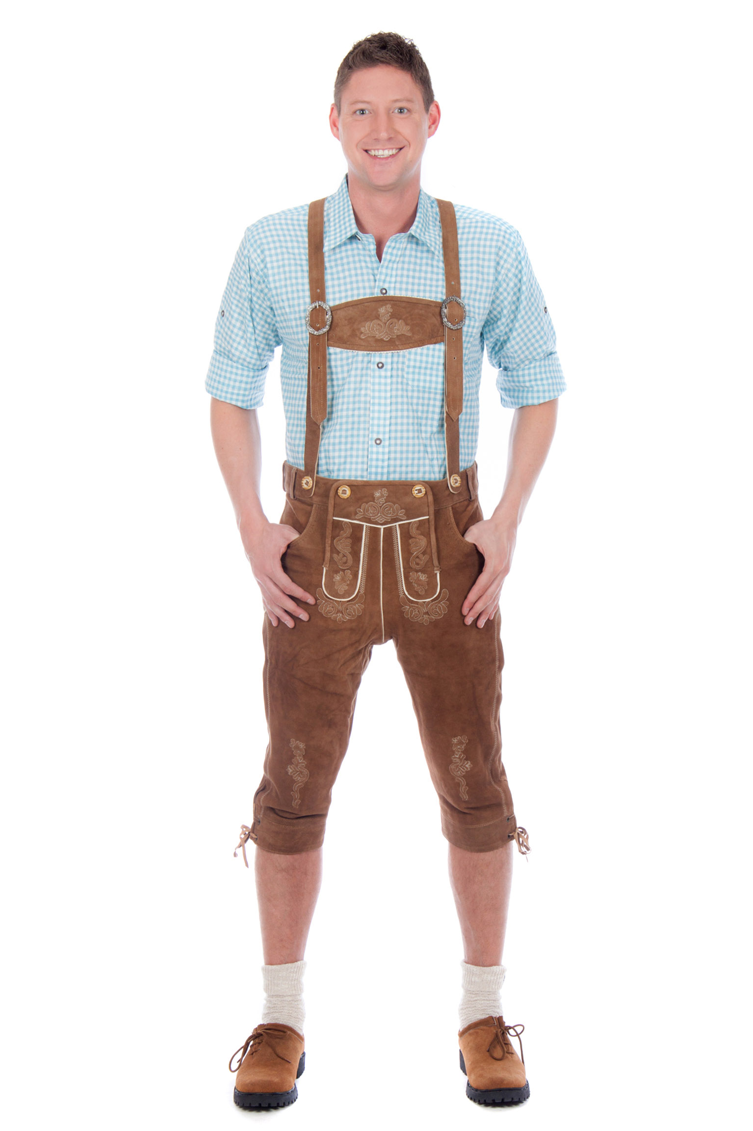 Ziegenvelour Wildbock Kniebundhose mittelbraun2