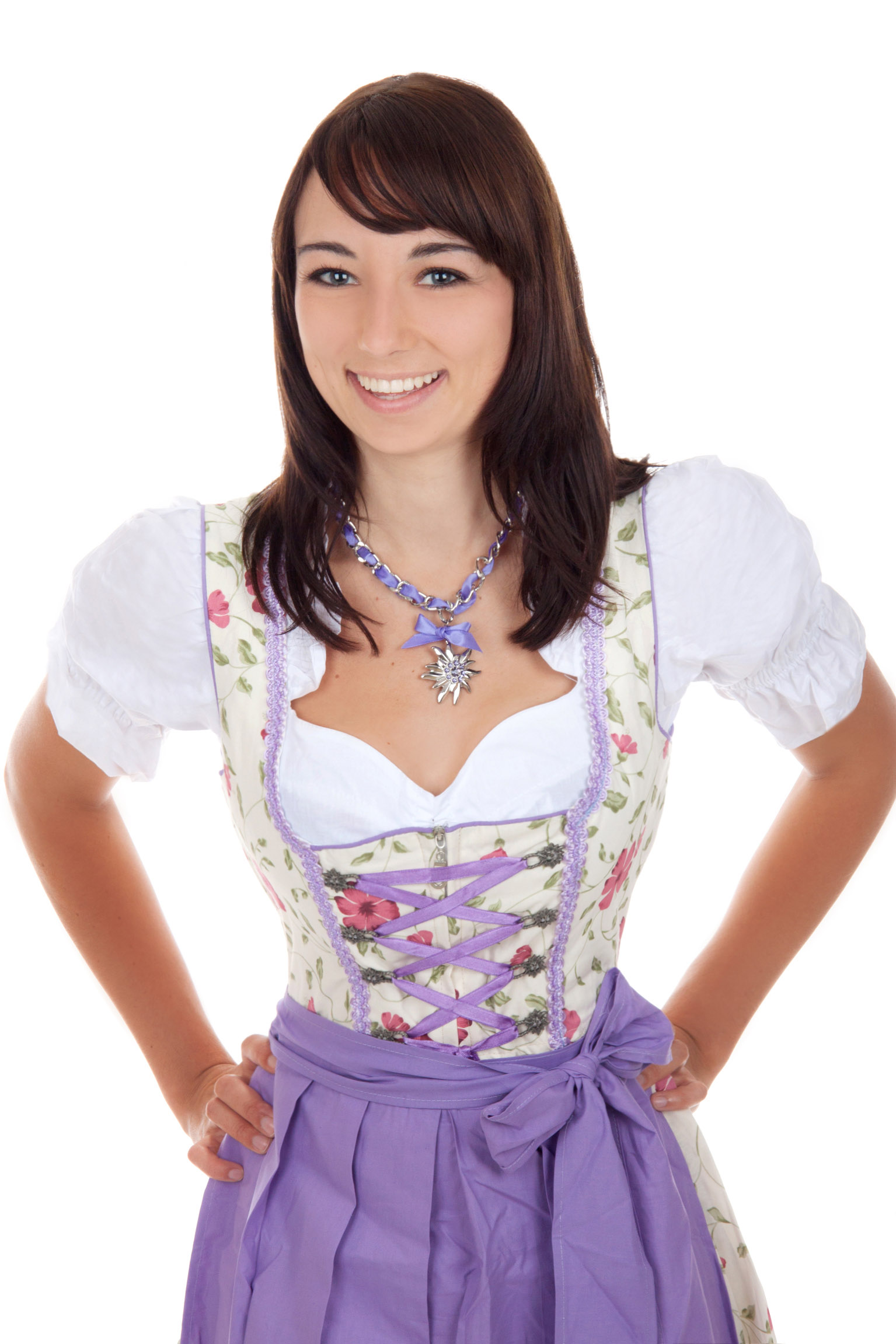 Mini Dirndl Blumen weiß lila