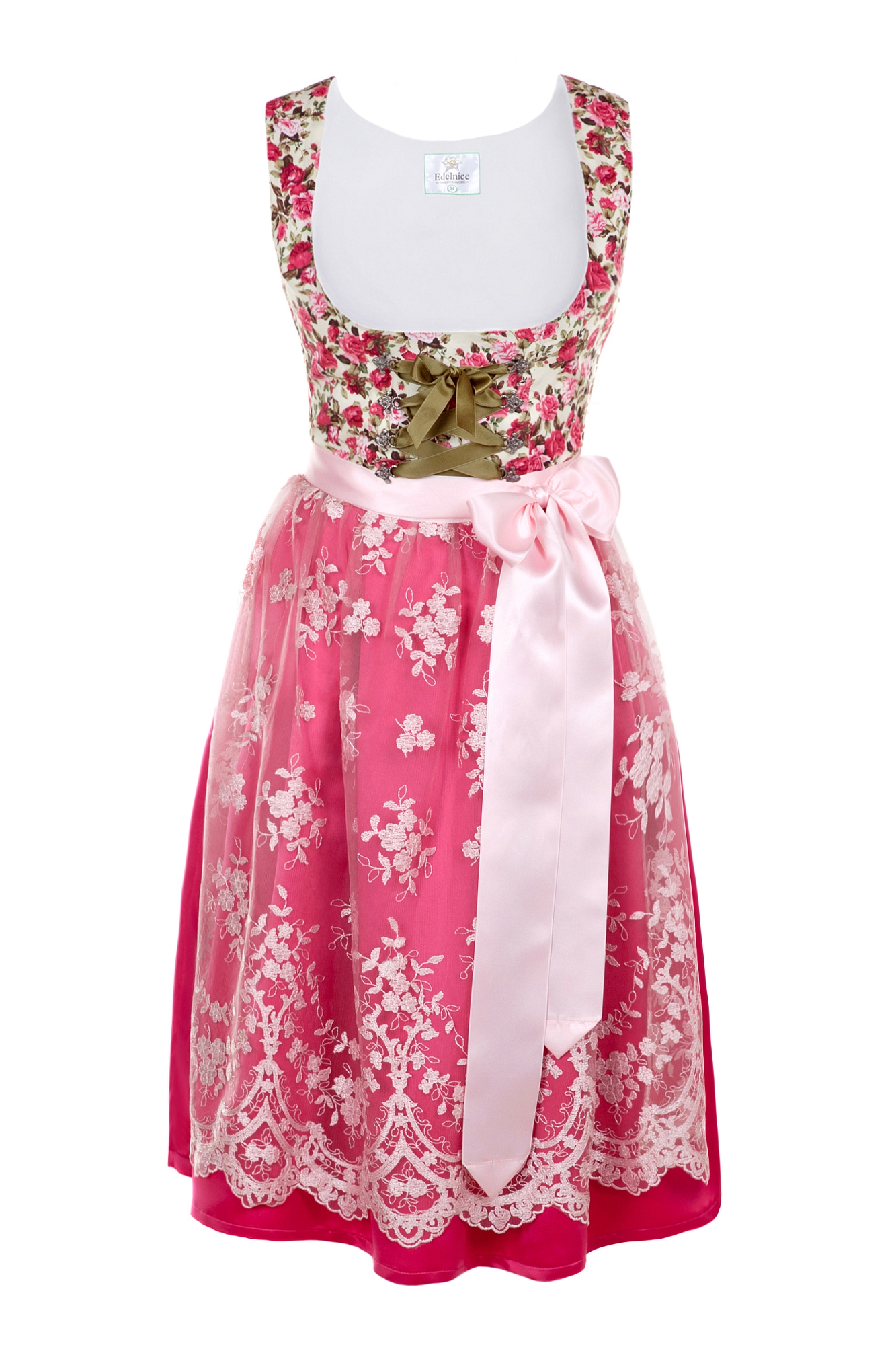 Midi Dirndl Made in Germany pink Blumen