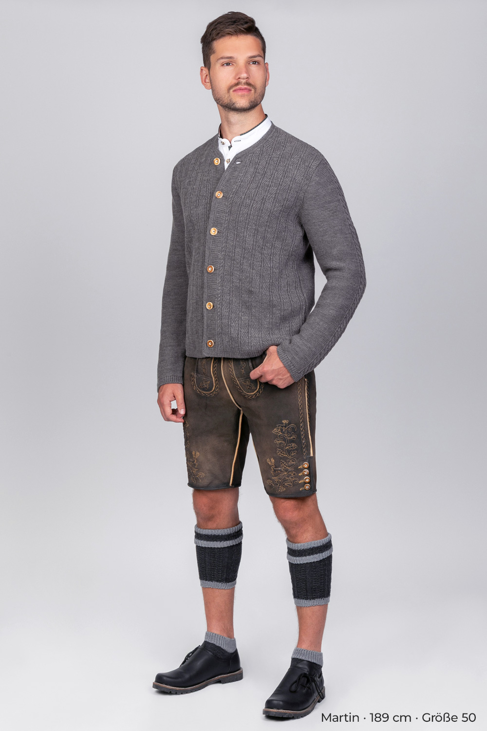 Trachten Strickjacke Leo Rauchgrau