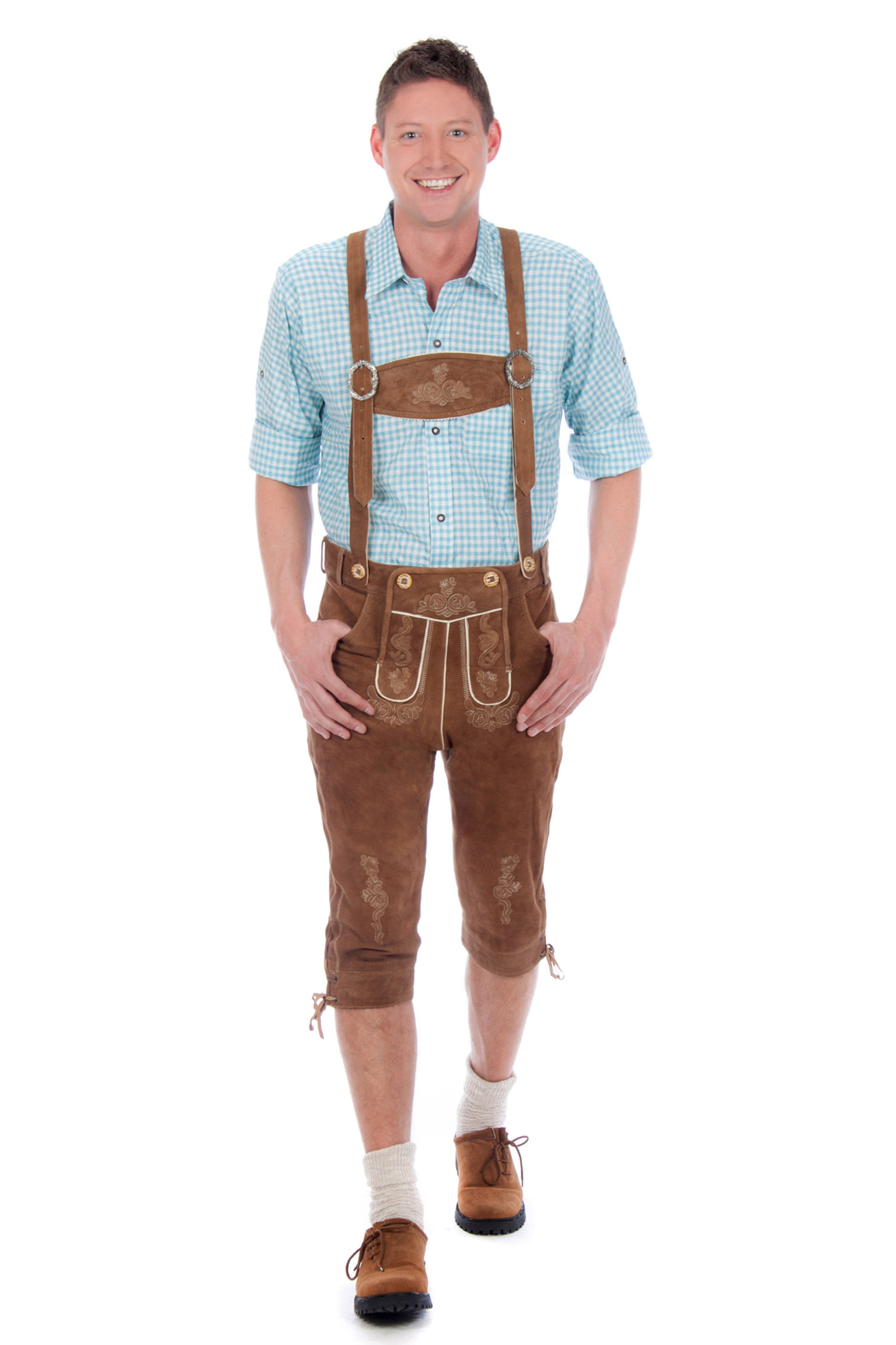 Ziegenvelour Wildbock Kniebundhose mittelbraun2