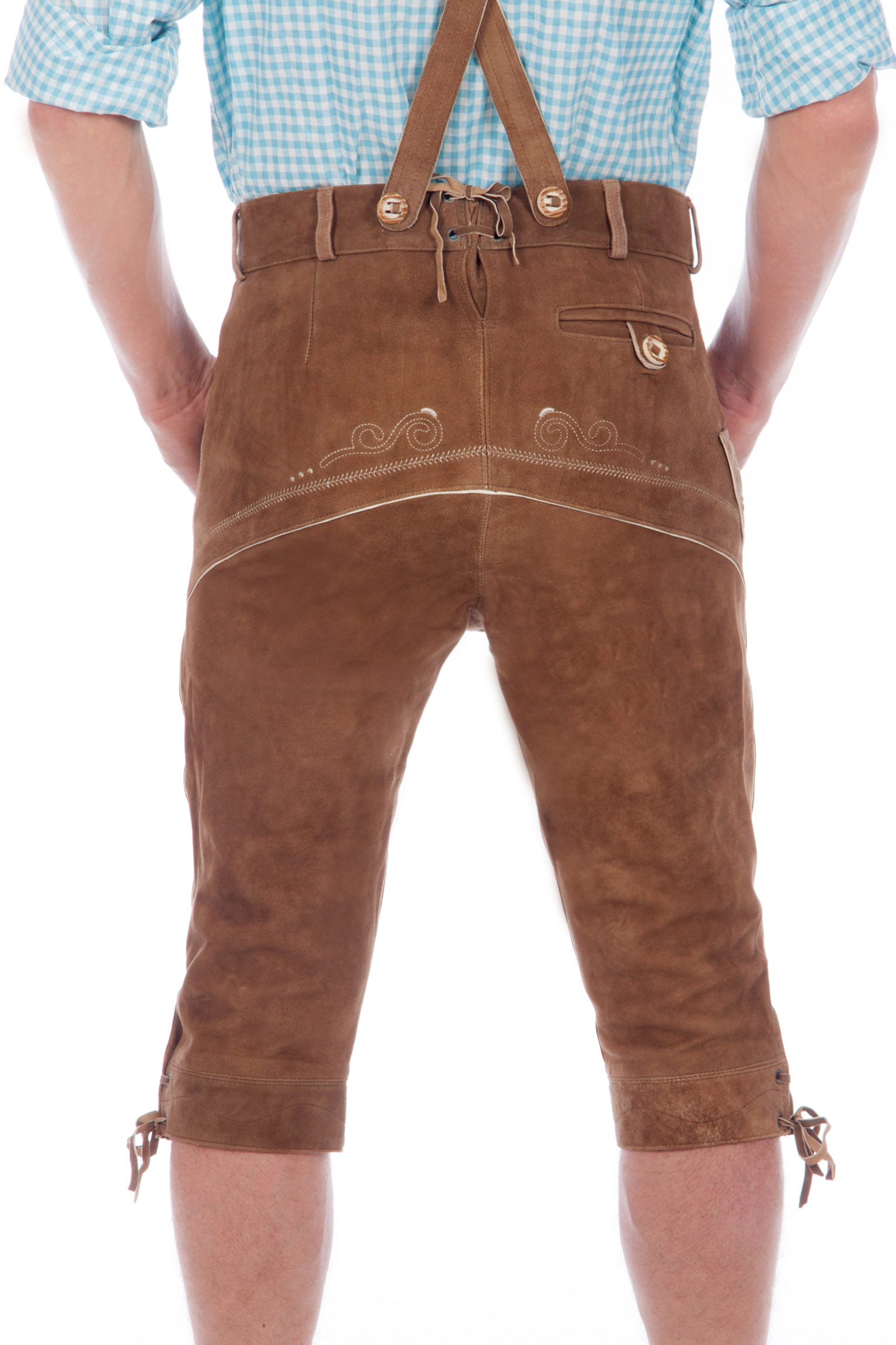 Ziegenvelour Wildbock Kniebundhose mittelbraun2