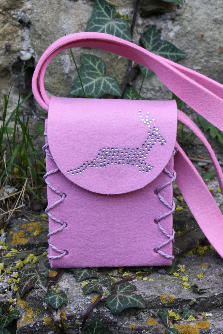 Mini Dirndltasche Filz rosa Hirsch