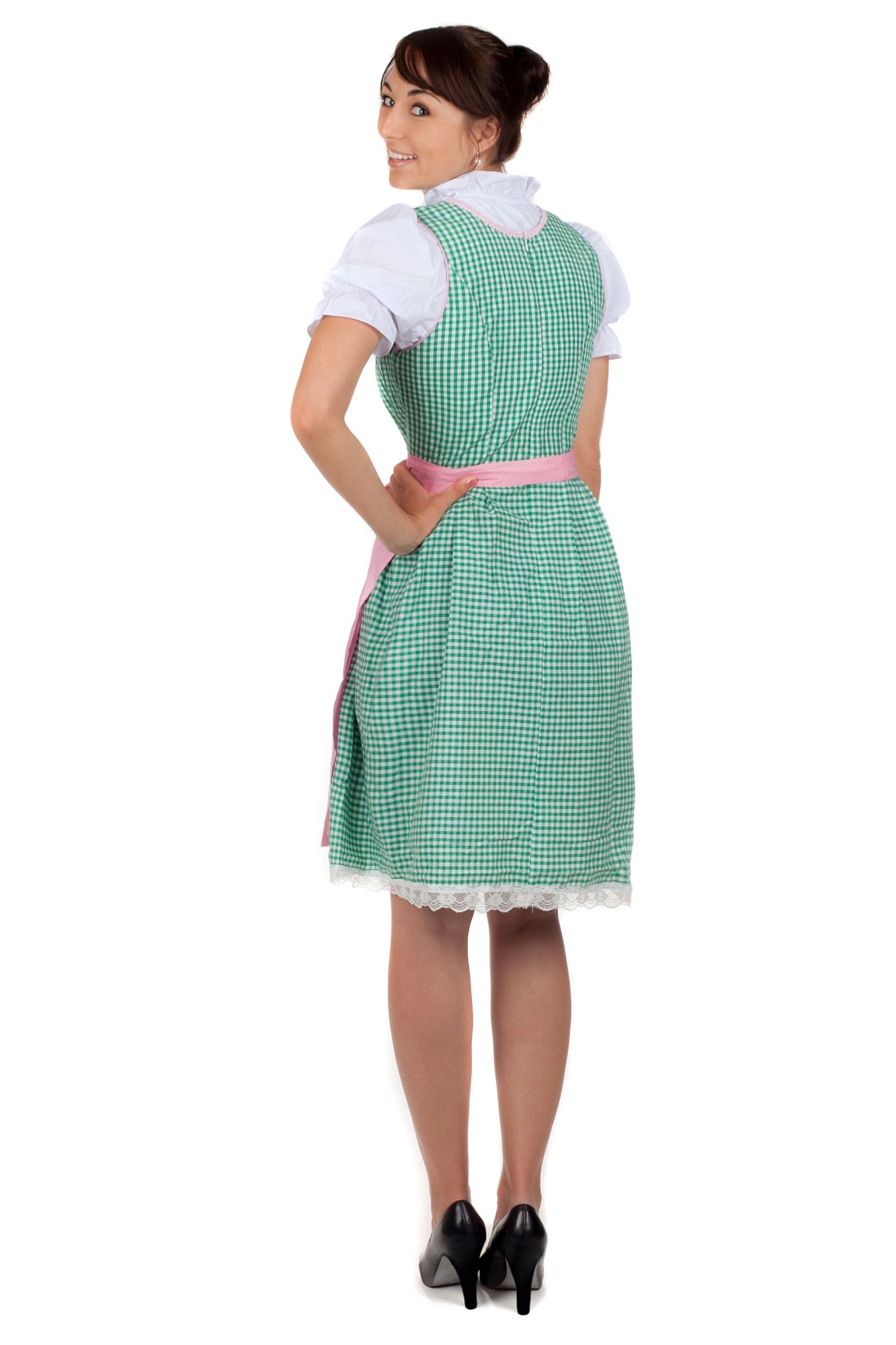 Midi Dirndl grün kariert rosa