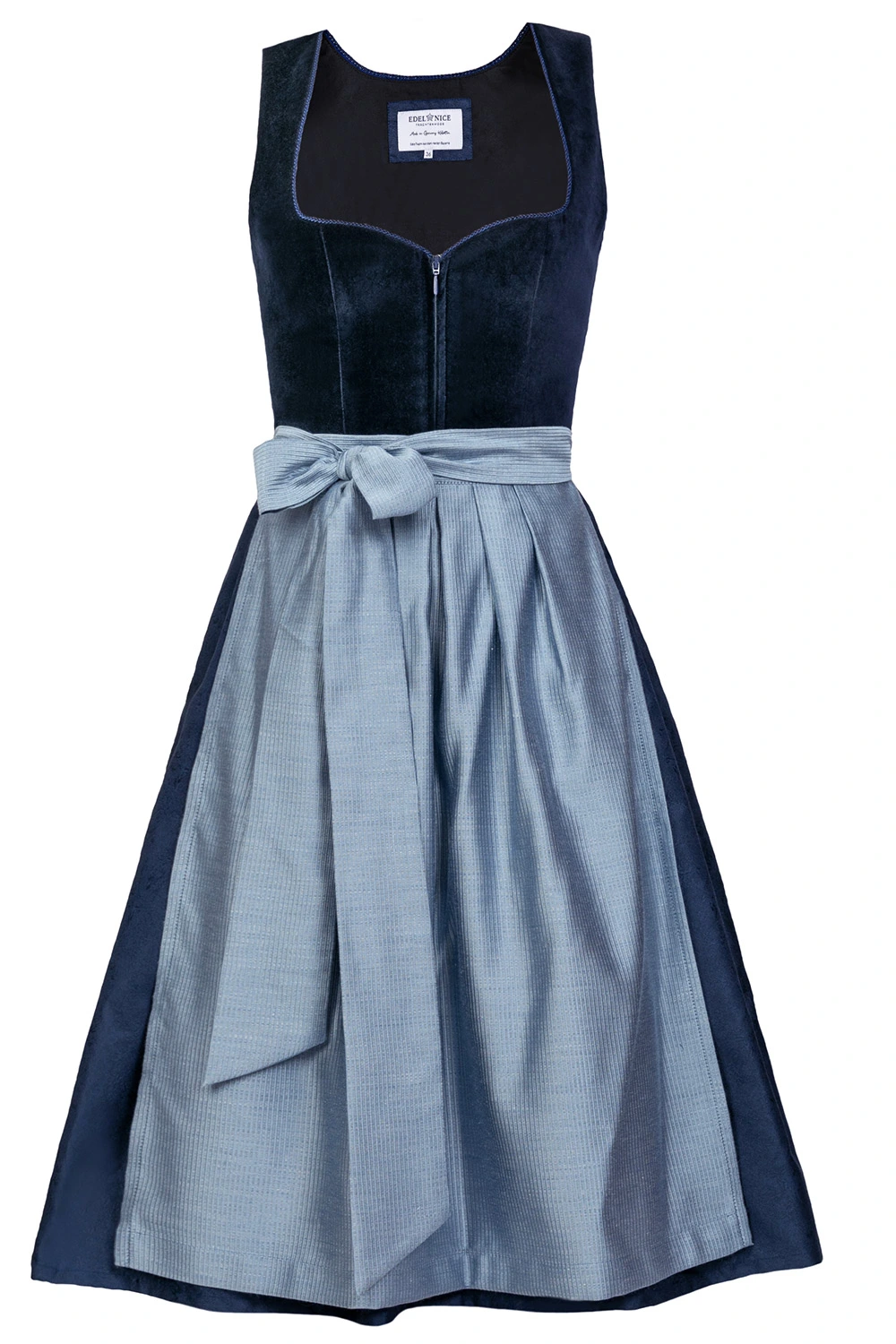 Midi Dirndl Luna Samt Blau