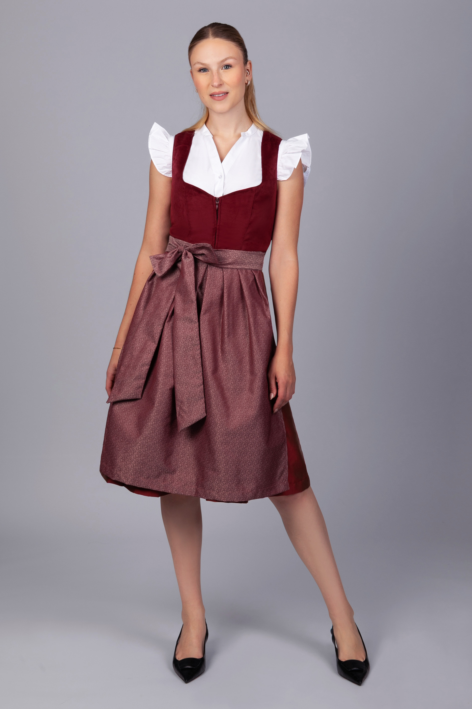 Midi Dirndl Luise Samt Rot