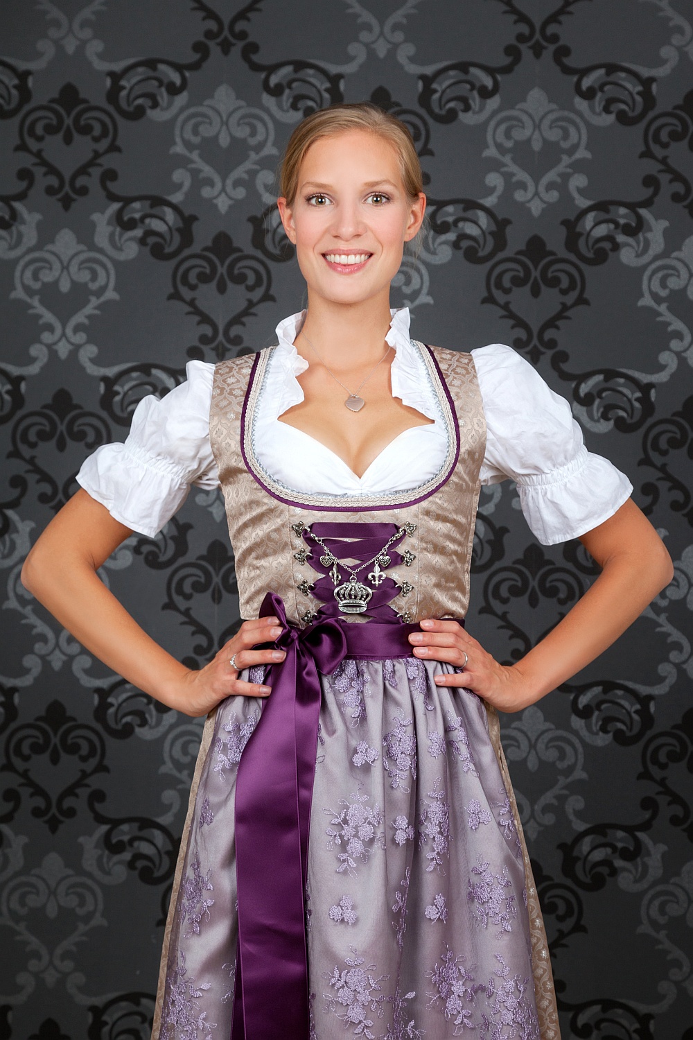 Midi Dirndl gold Brokat 