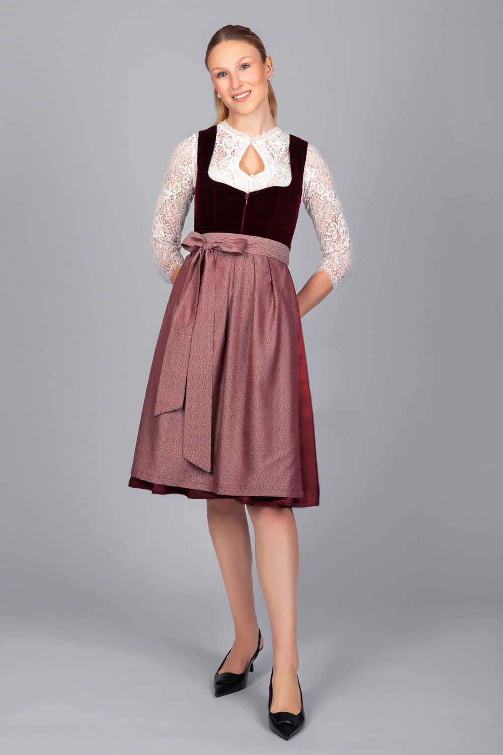 Midi Dirndl Lilly Samt Rot