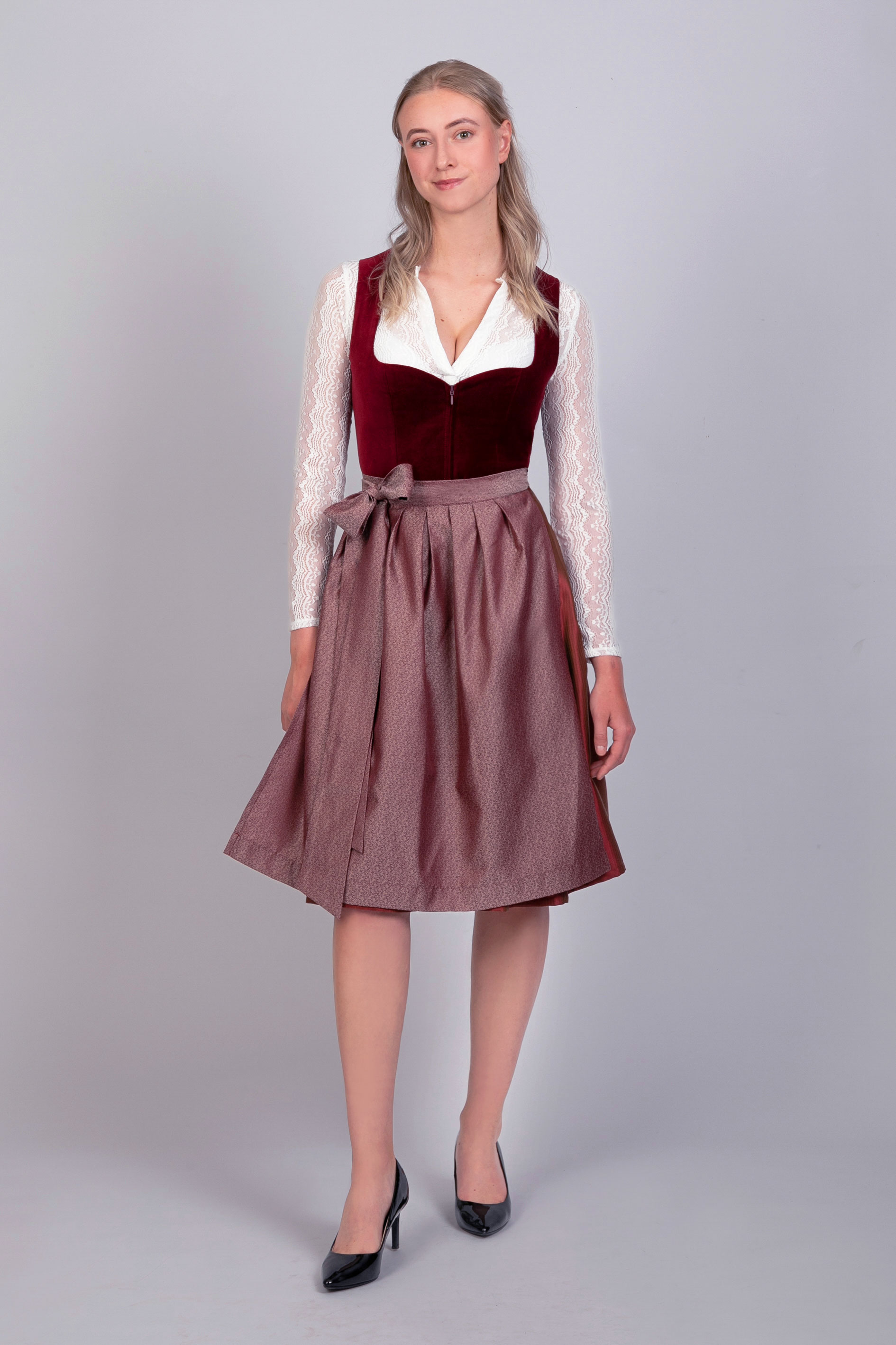 Midi Dirndl Lilly Samt Rot