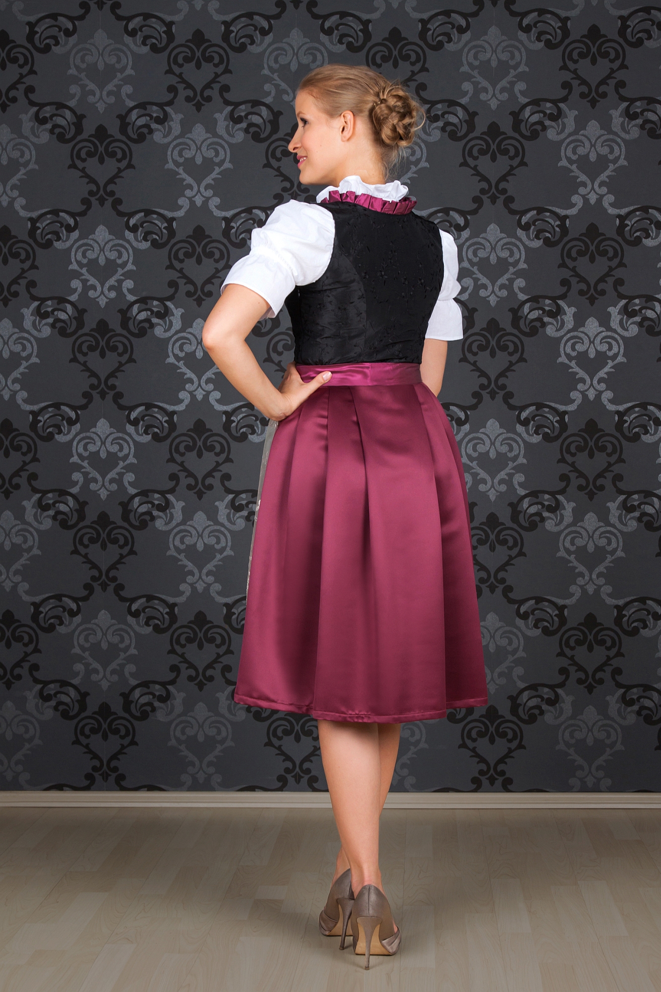 Midi Dirndl Made in Germany  bordeaux pink