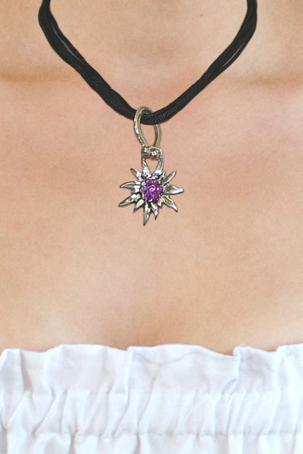Halskette Edelweiß lila