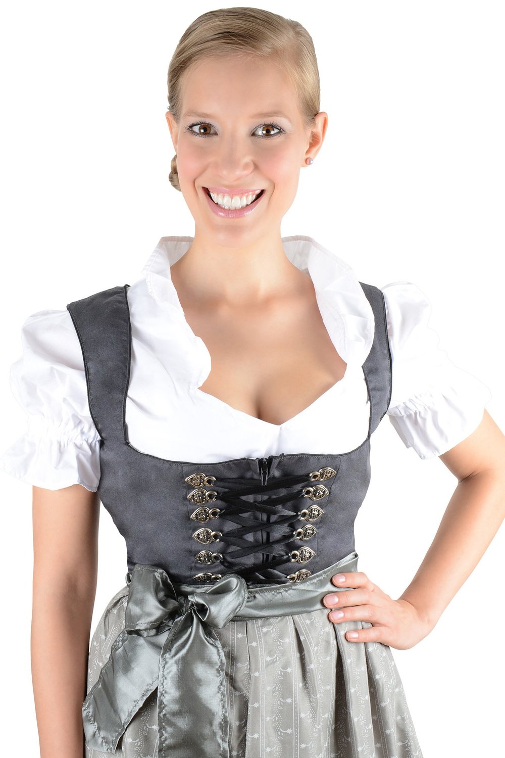 Midi Dirndl schwarz creme