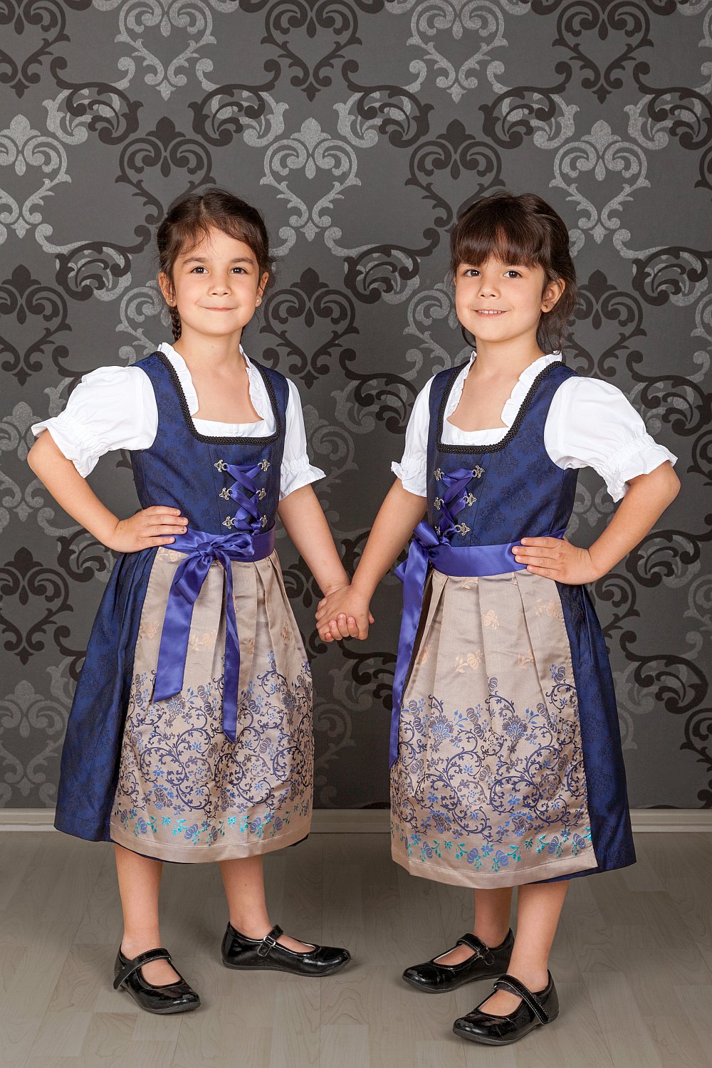 Kinder Dirndl royalblau gold