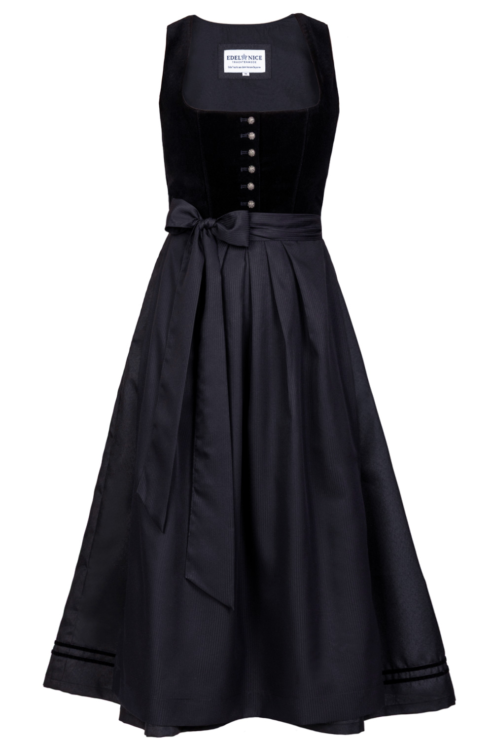 Langes Dirndl Irene Samt Schwarz