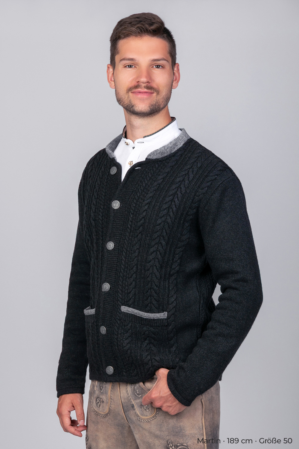 Trachten Strickjacke Jakob Dunkelanthrazit