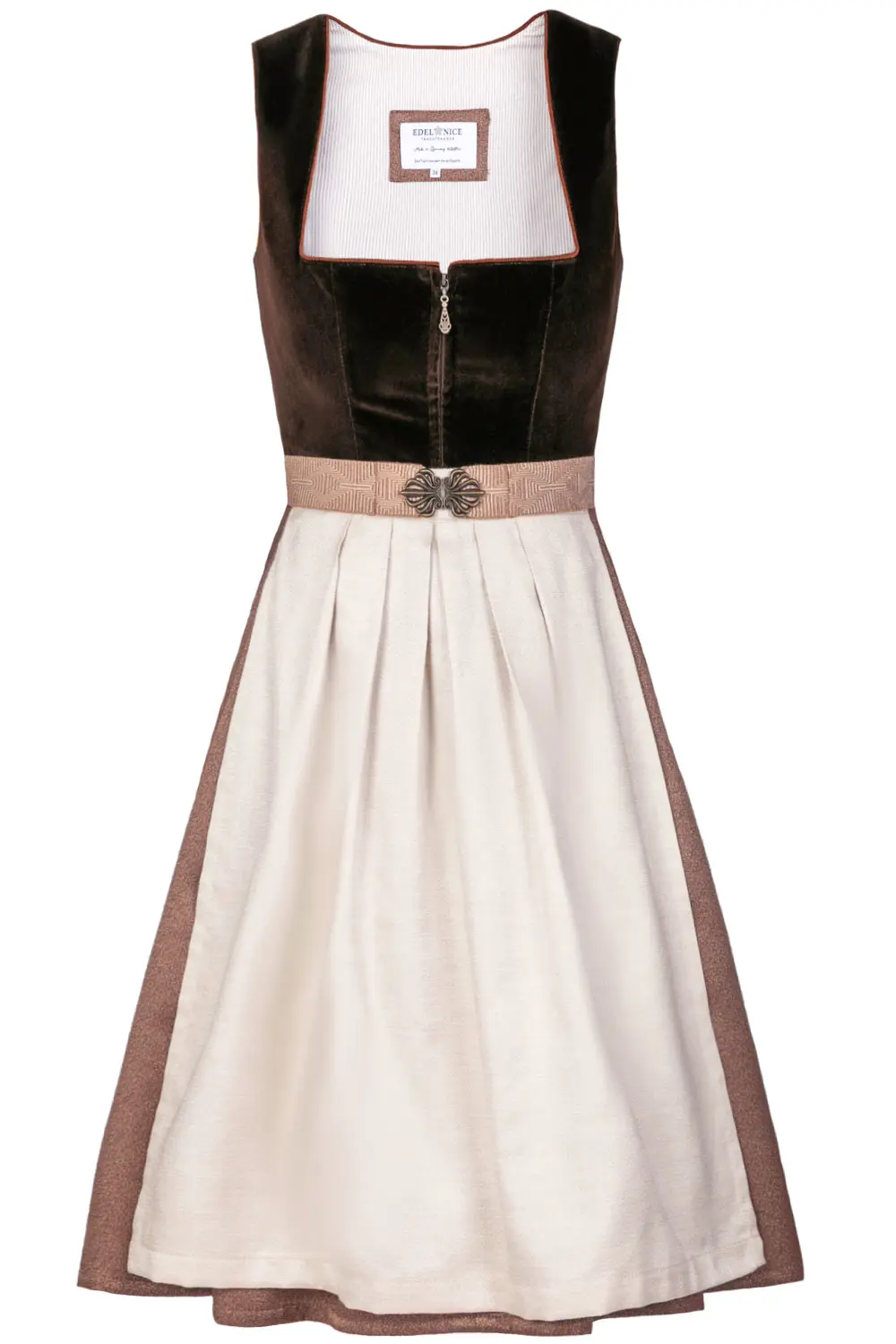 Midi Dirndl Theresie Samt Braun