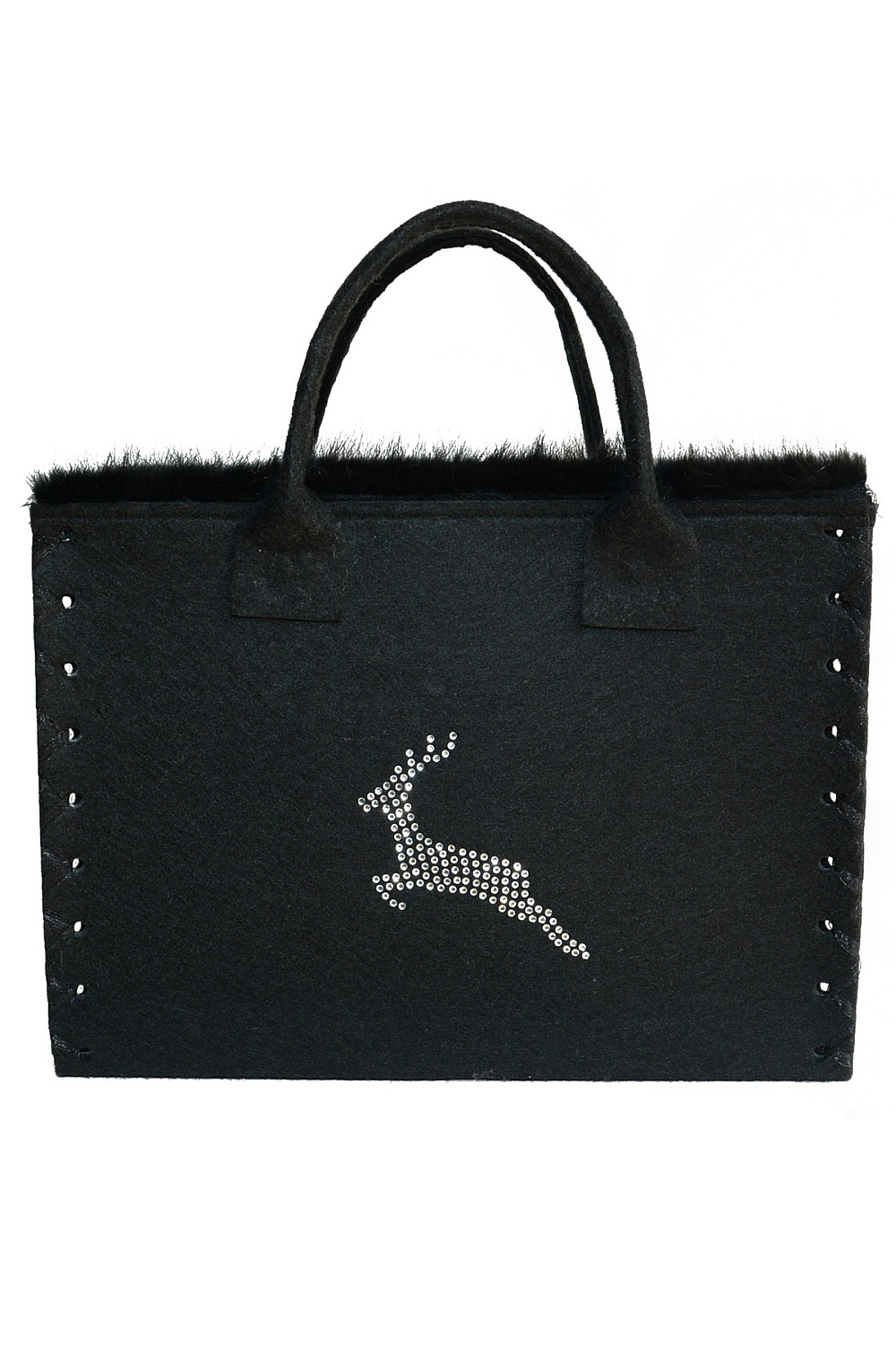 Dirndltasche Shopper Echtnerz schwarz Hirsch