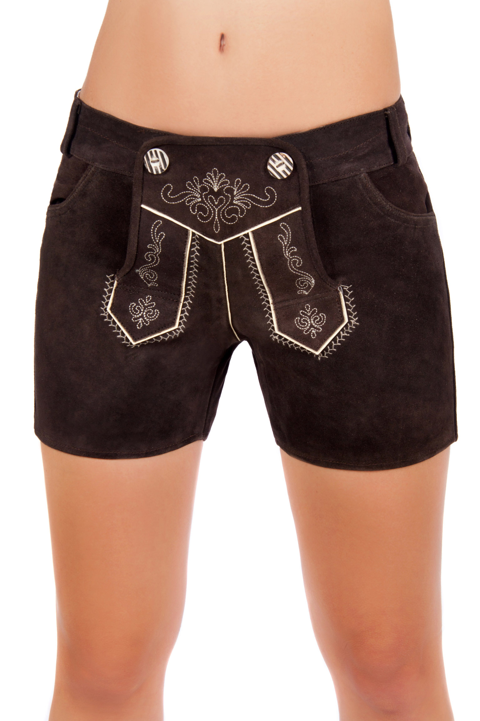 Damen Ledershorts dunkelbraun