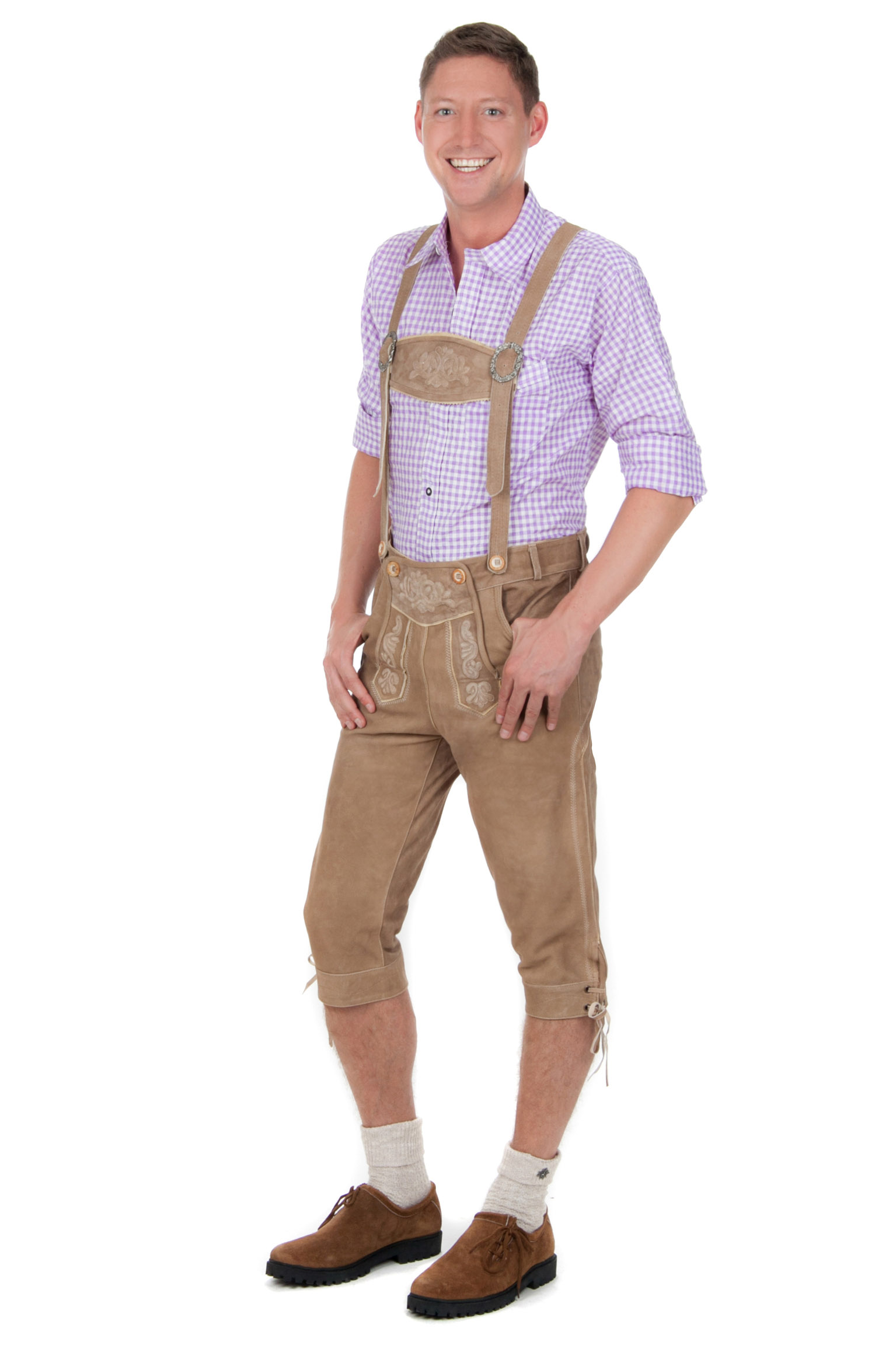 Ziegenvelour Wildbock Trachtenlederhose mittelbraun