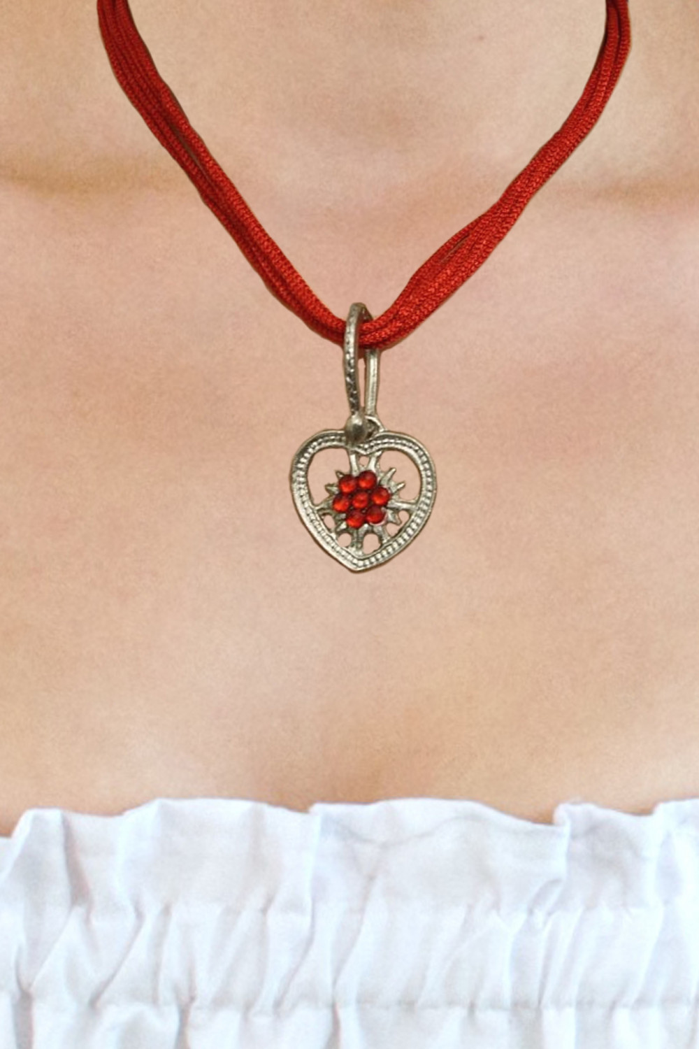 Halskette Herz Steine rot