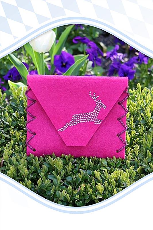 Dirndlschürzentasche Clutch Filz pink