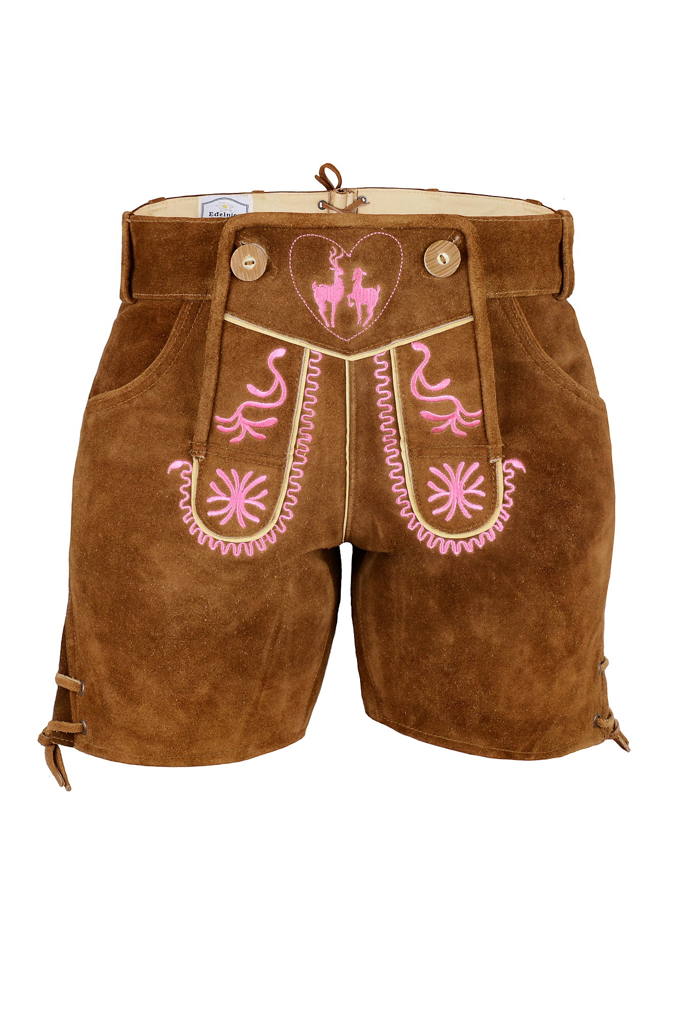 Sexy Ledershorts mittelbraun rosa