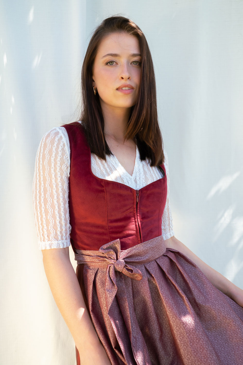 Midi Dirndl Luise Samt Rot
