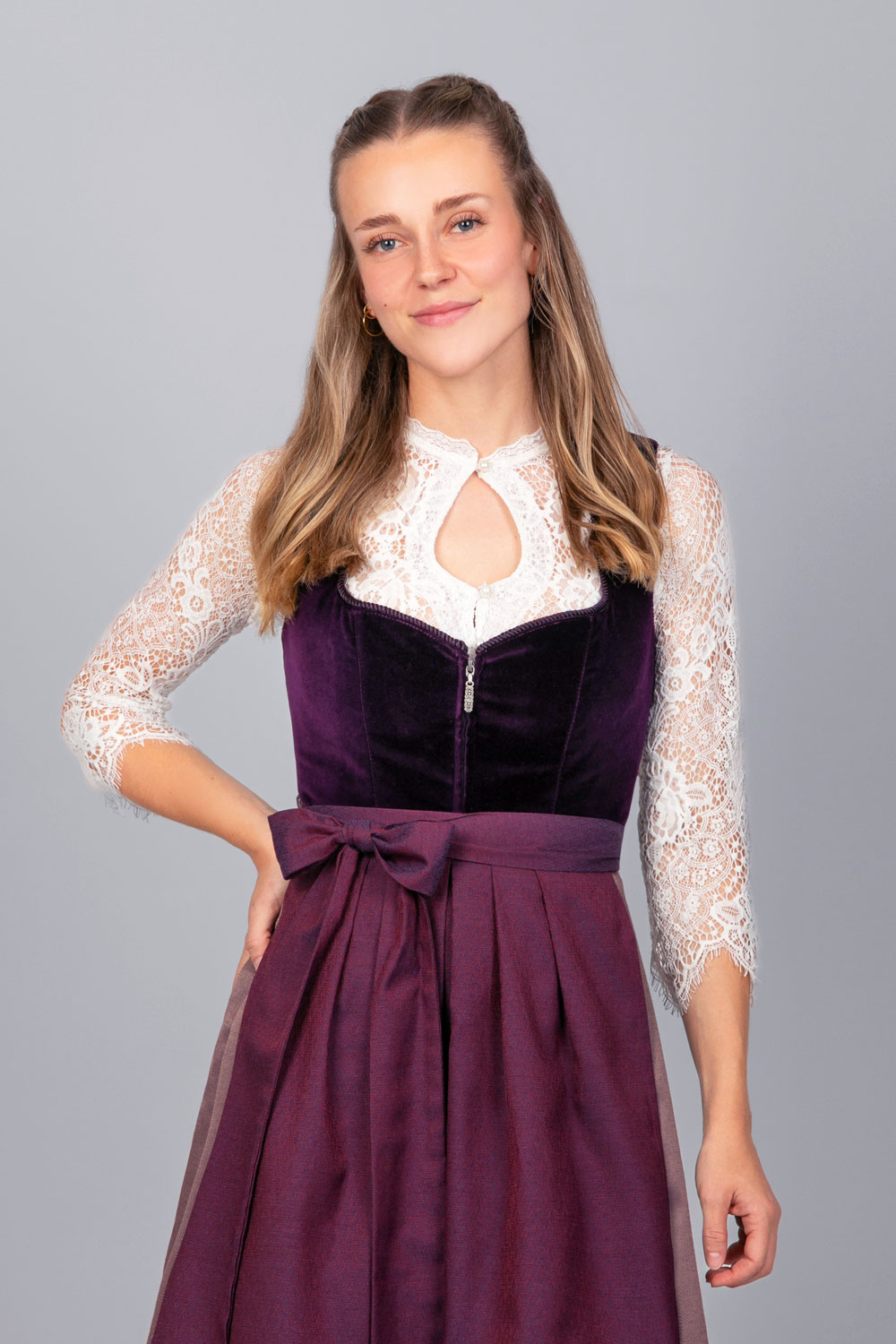 Made in Germany Dirndl Viola Samt Lila