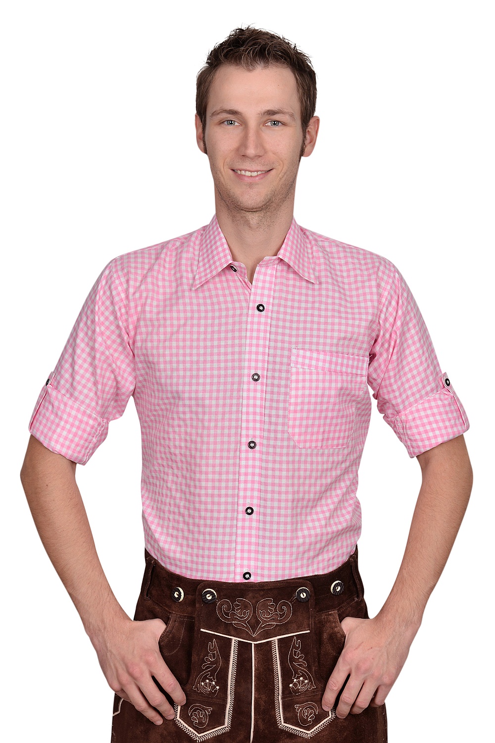 Trachtenhemd Hemd rosa kariert