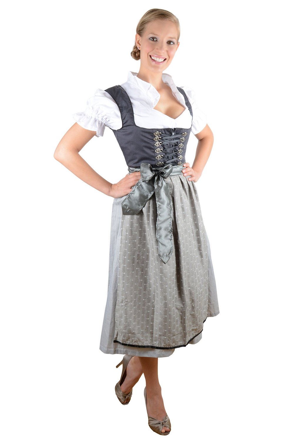 Midi Dirndl schwarz creme