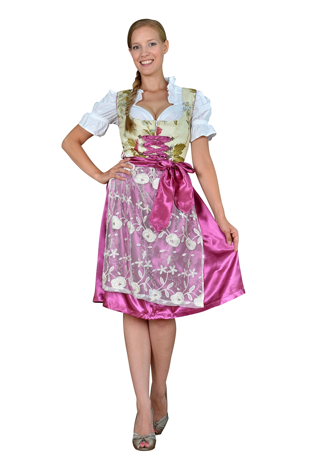 Mini Dirndl Blumen Spitze lila