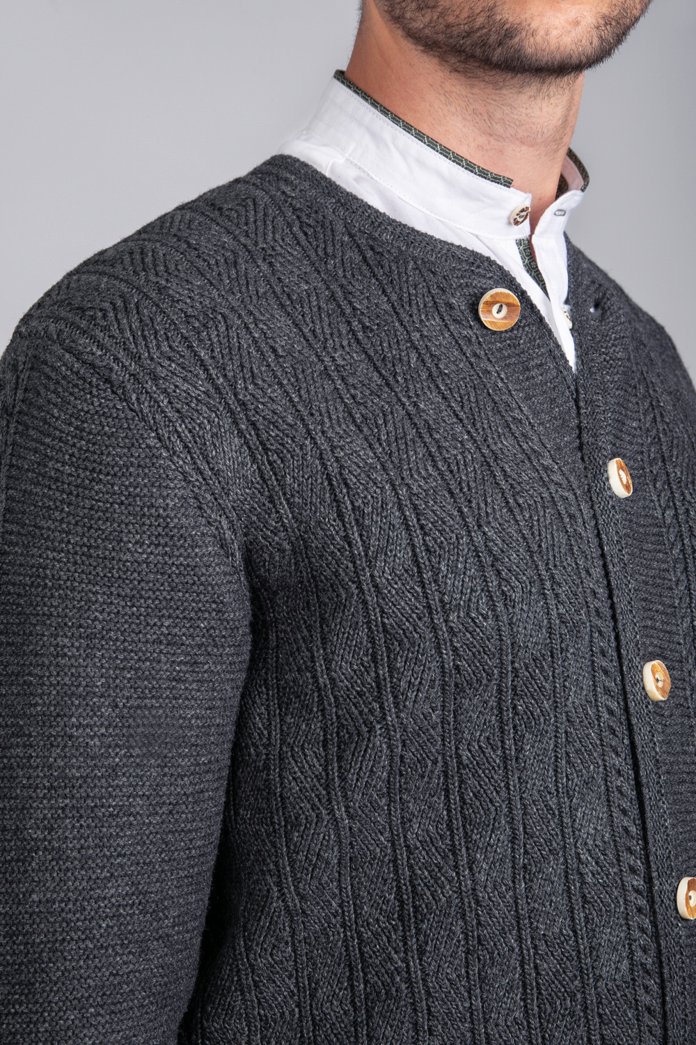 Trachten Strickjacke Leo Dunkelgrau