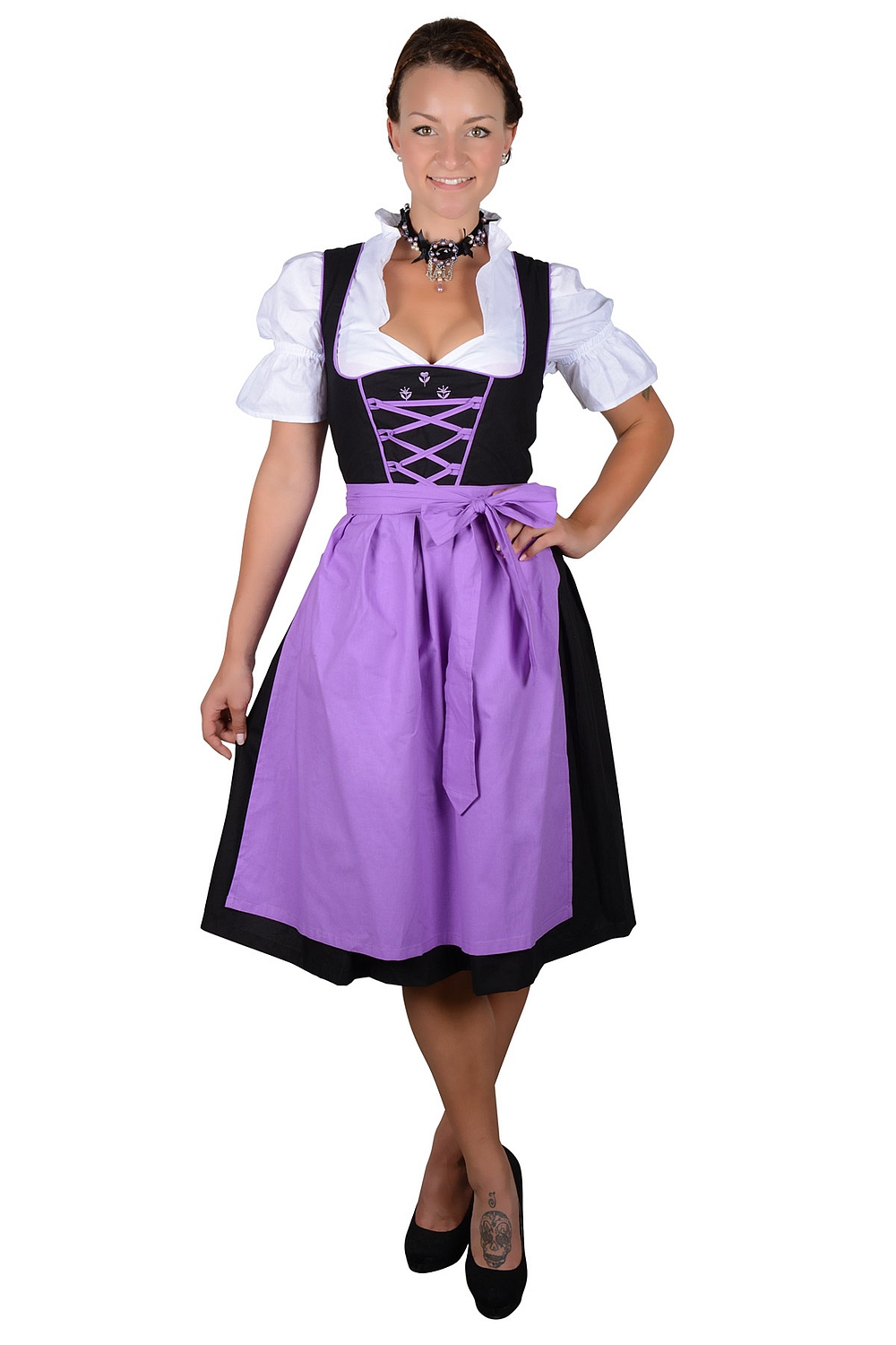 Midi Dirndl Kathi schwarz lila