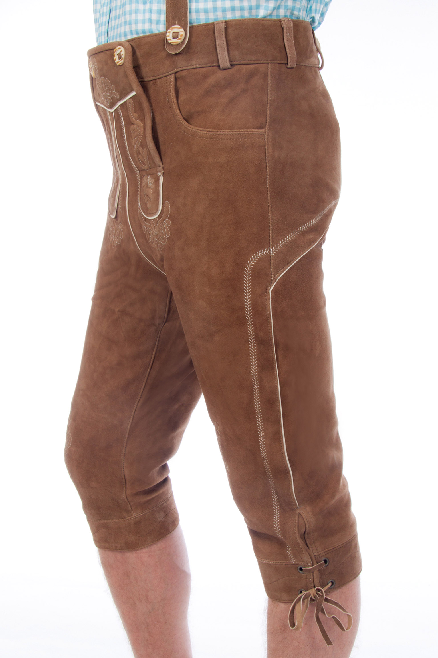 Ziegenvelour Wildbock Kniebundhose mittelbraun2