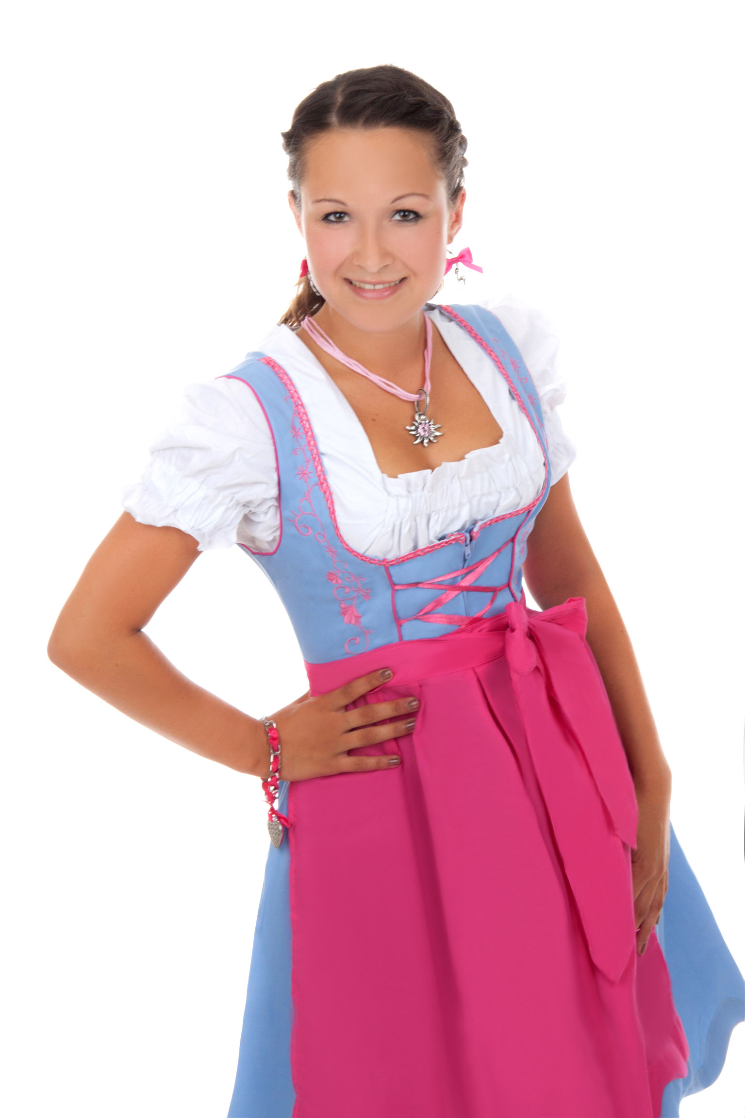 Süßes Mini Dirndl hellblau pink 