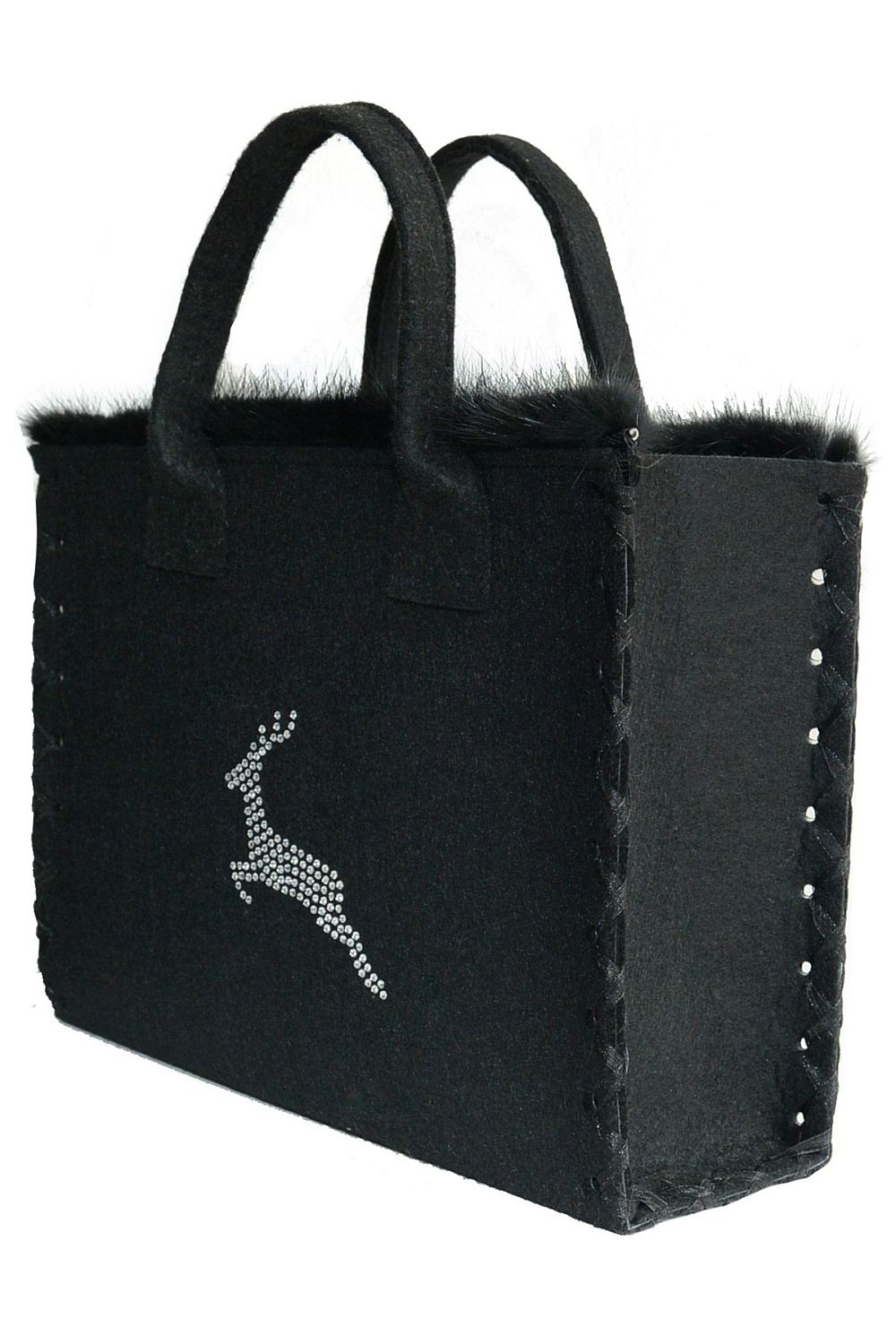 Dirndltasche Shopper Echtnerz schwarz Hirsch