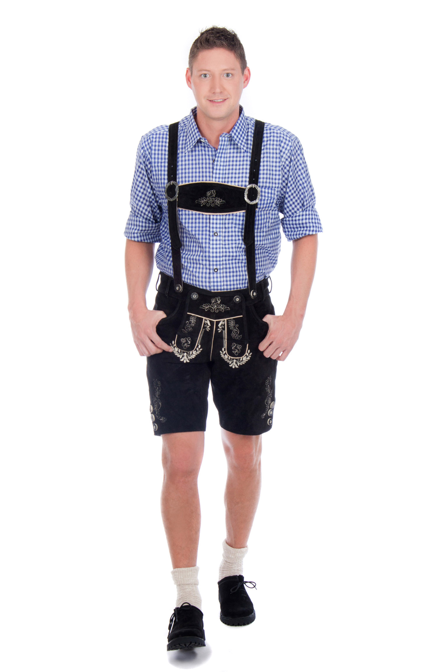 Kurze Trachtenlederhose schwarz 2