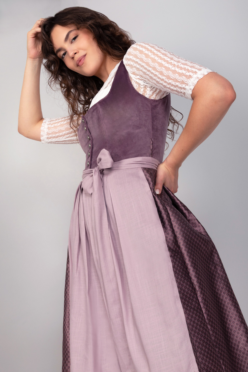 Midi Dirndl Susi Samt Flieder