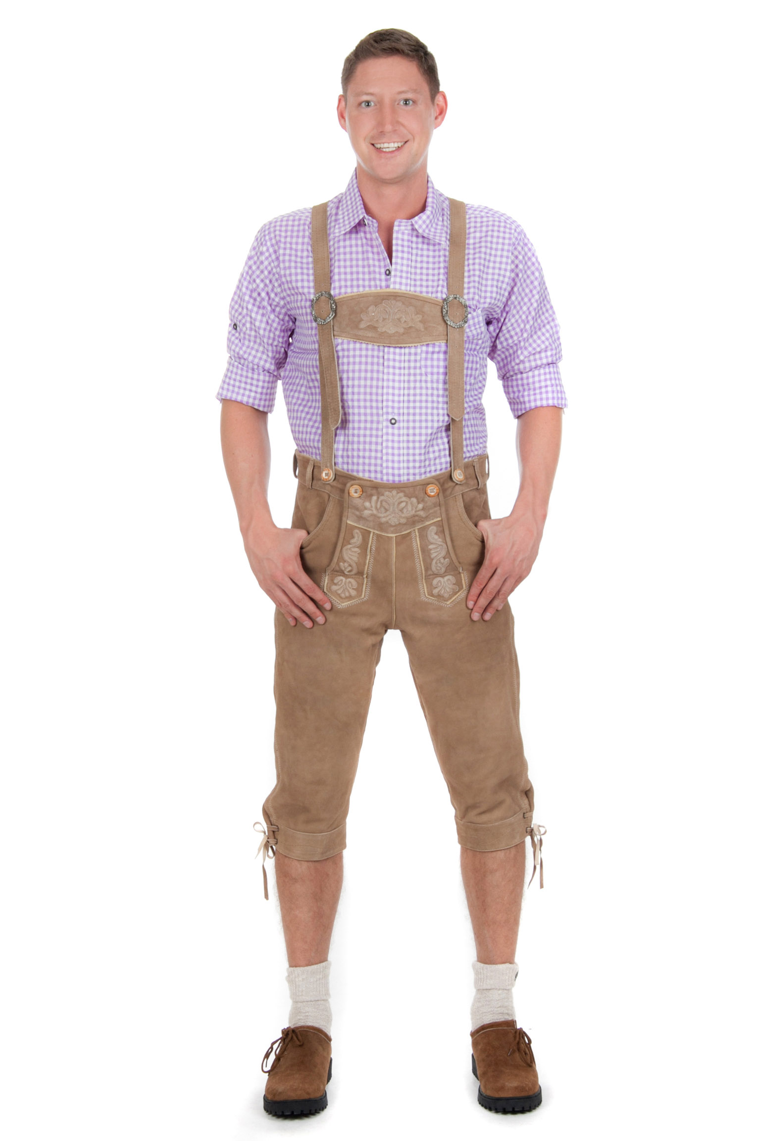 Ziegenvelour Wildbock Trachtenlederhose mittelbraun