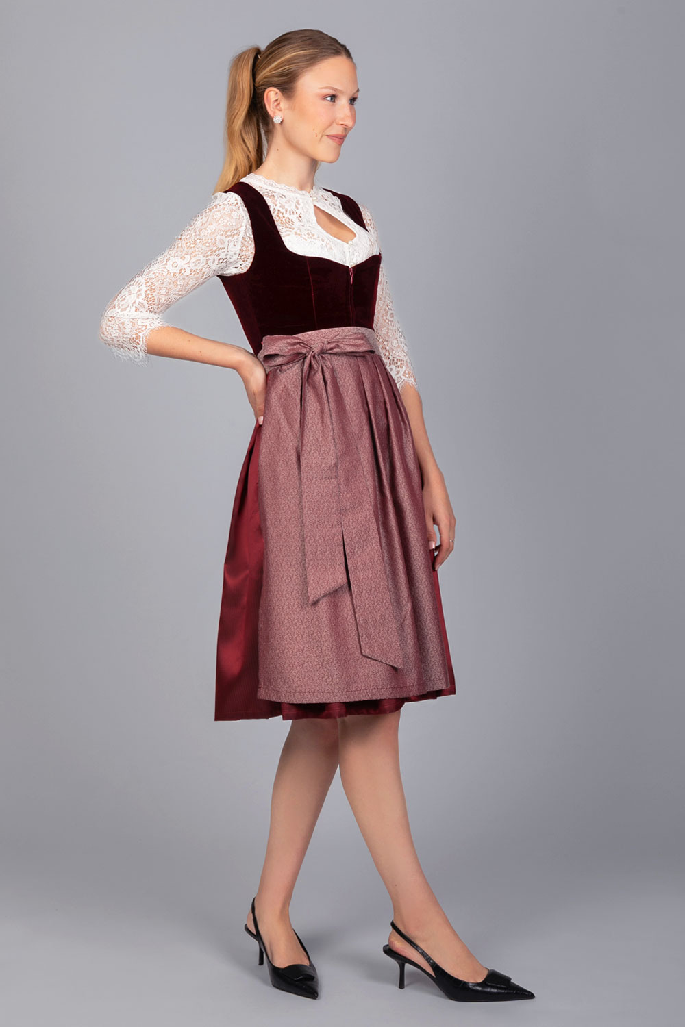 Midi Dirndl Lilly Samt Rot