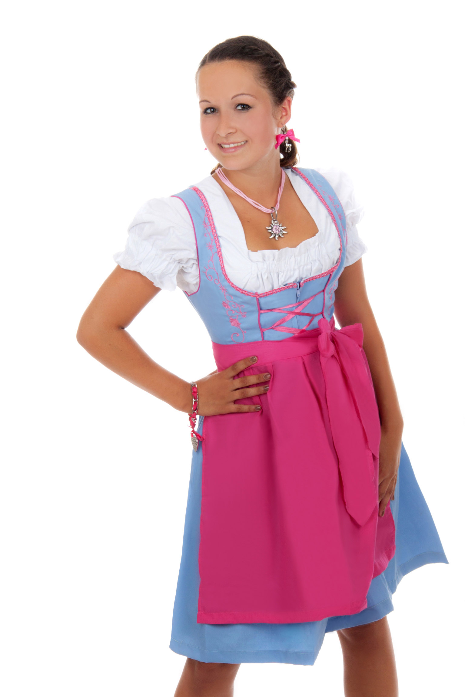 Süßes Mini Dirndl hellblau pink 