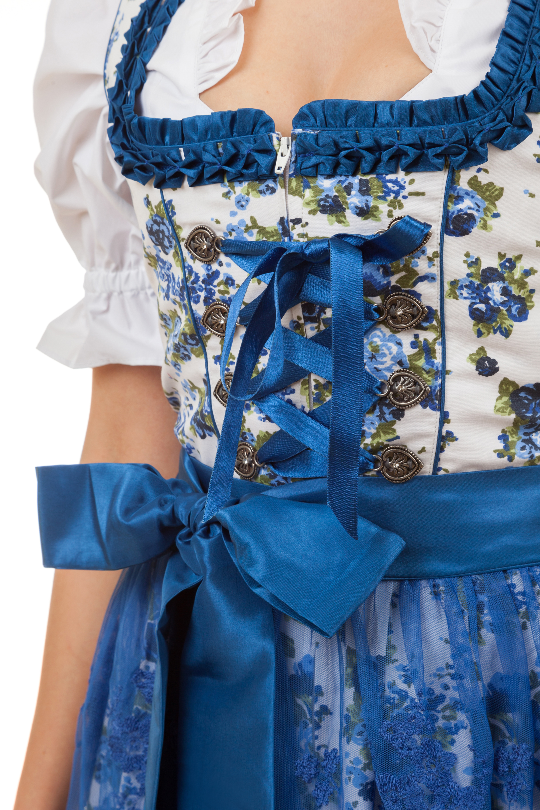 Midi Dirndl Estefania Blumen blau