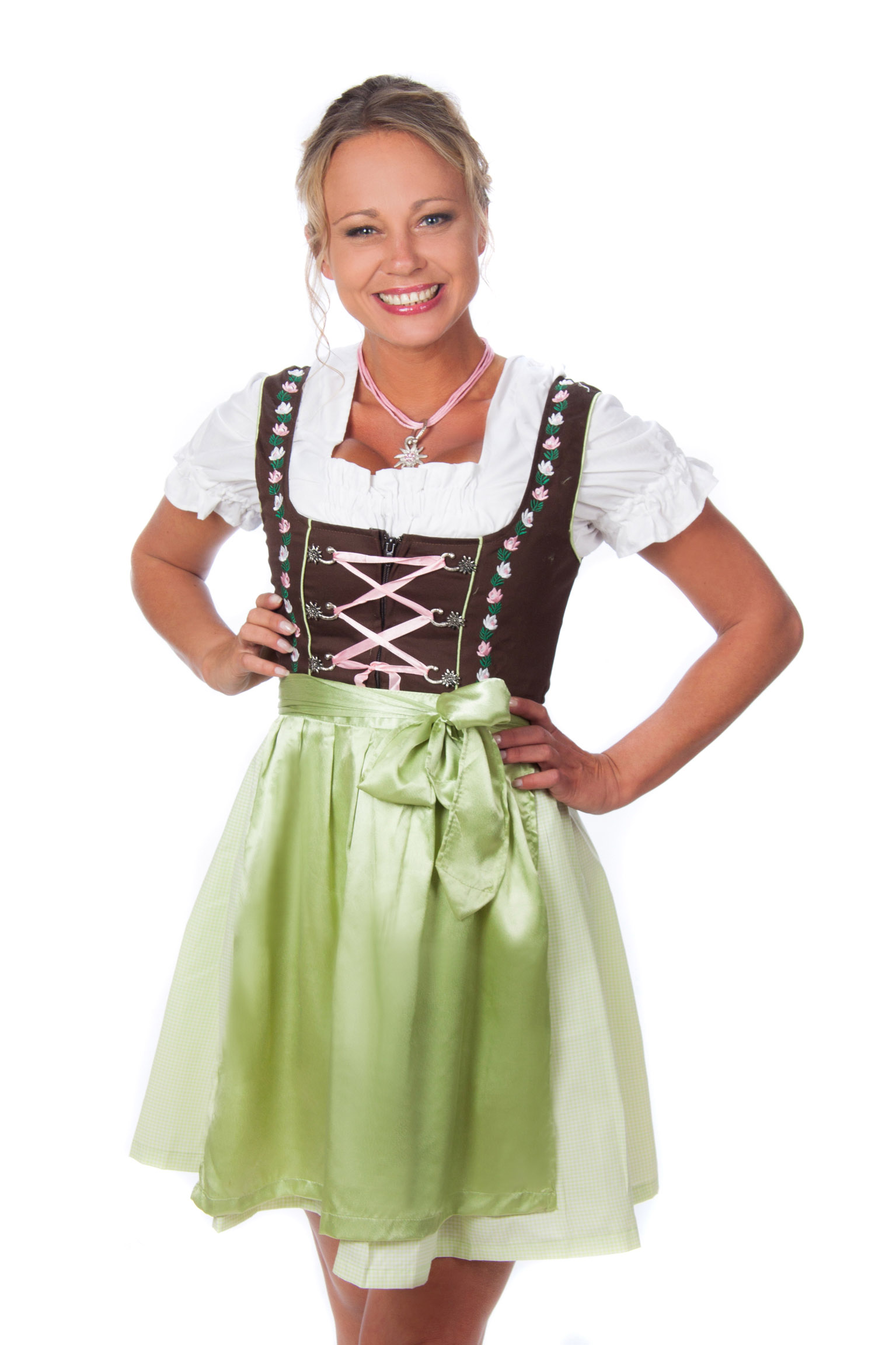 Süßes Mini Dirndl 3-teilig grün pink