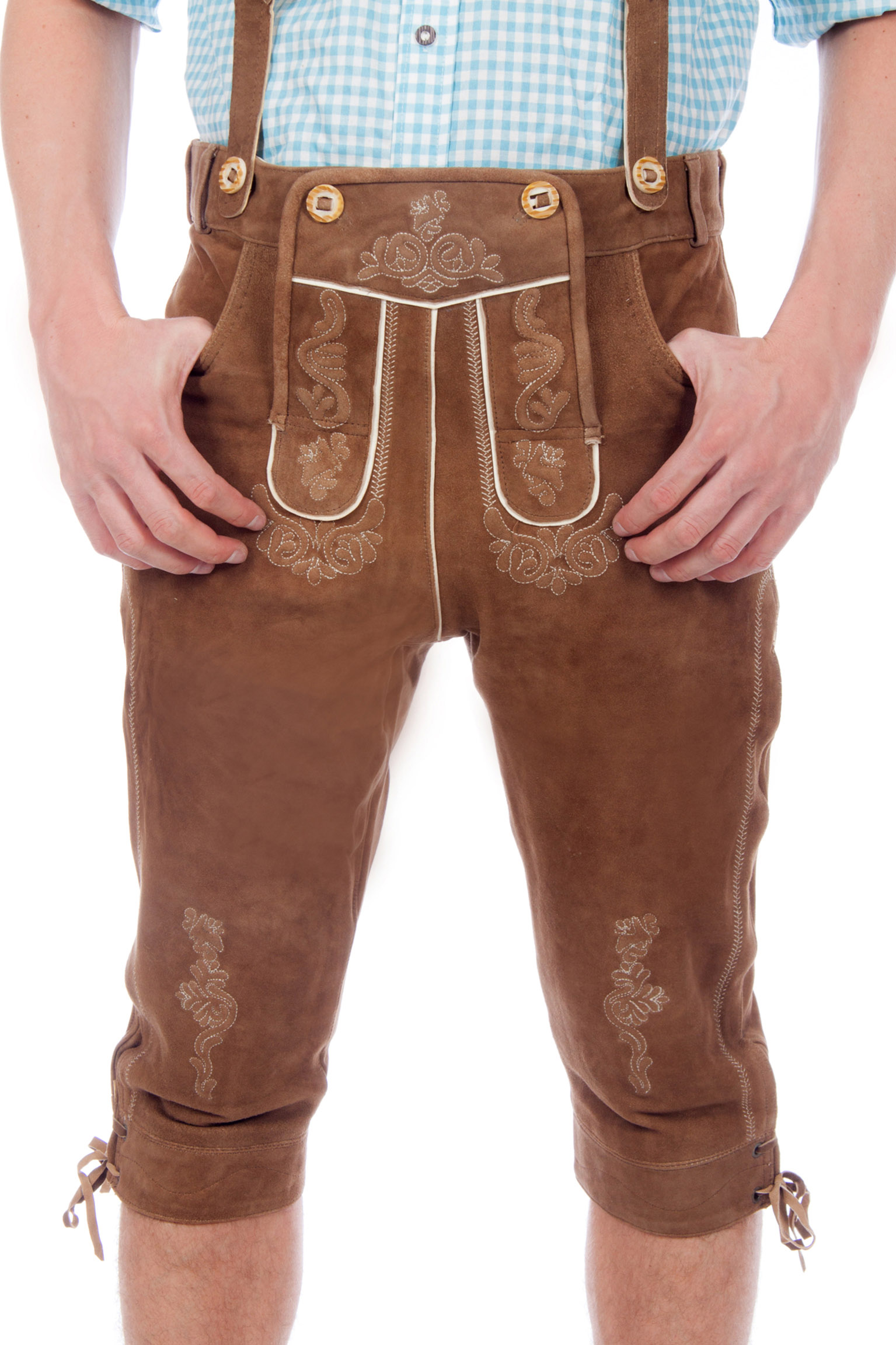 Ziegenvelour Wildbock Kniebundhose mittelbraun2