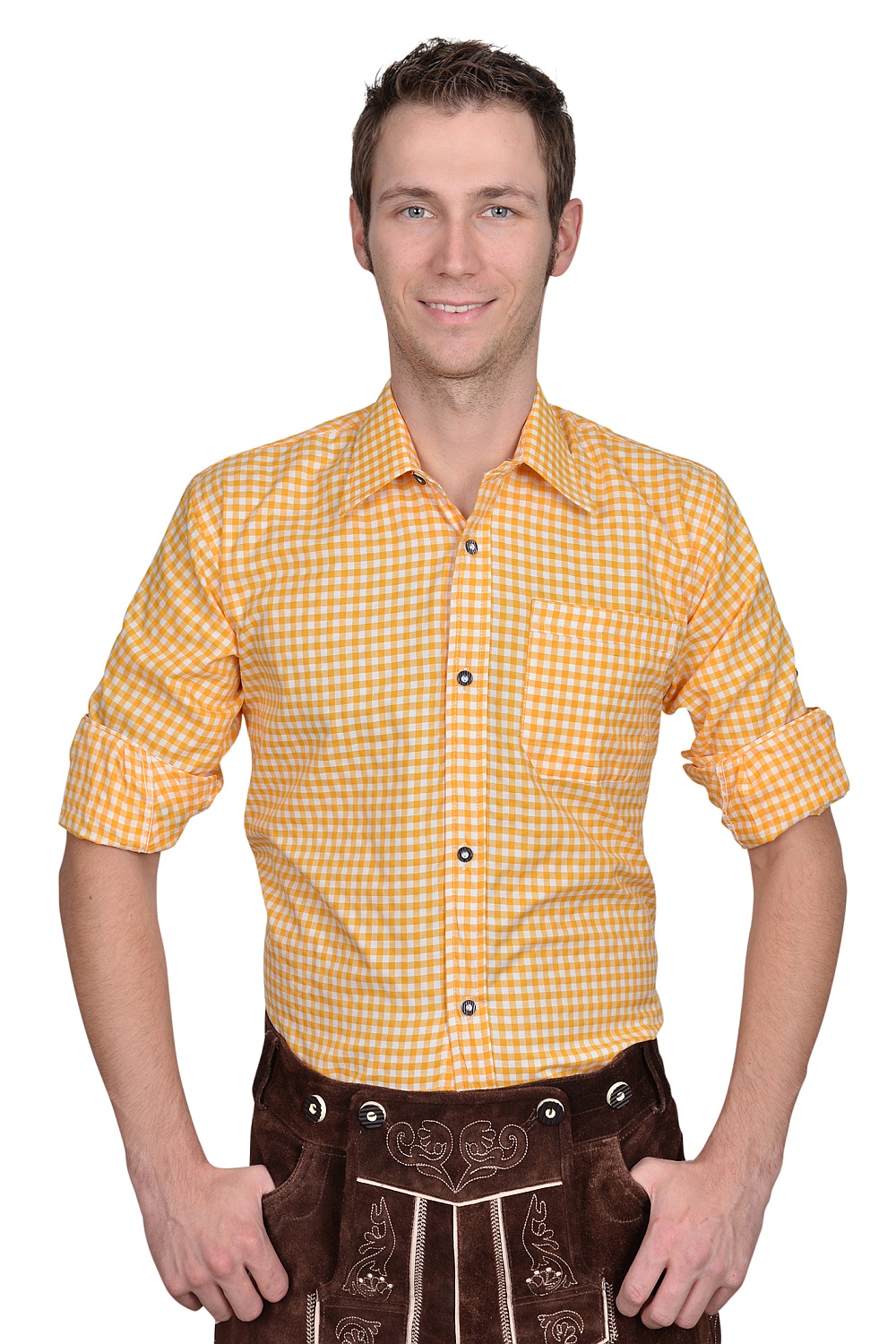 Trachtenhemd Hemd orange kariert