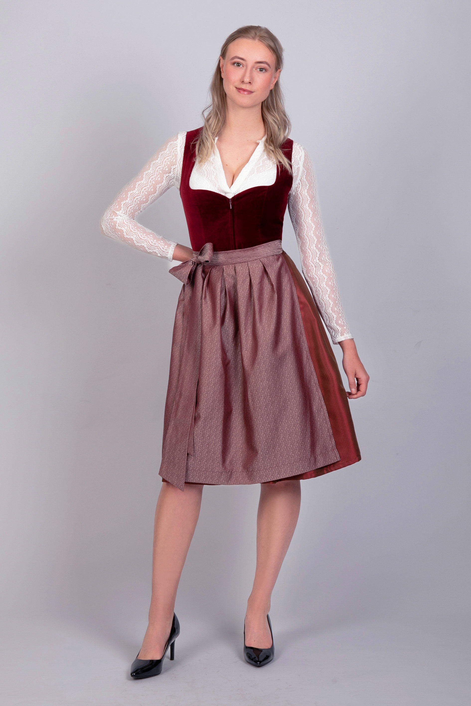 Midi Dirndl Lilly Samt Rot